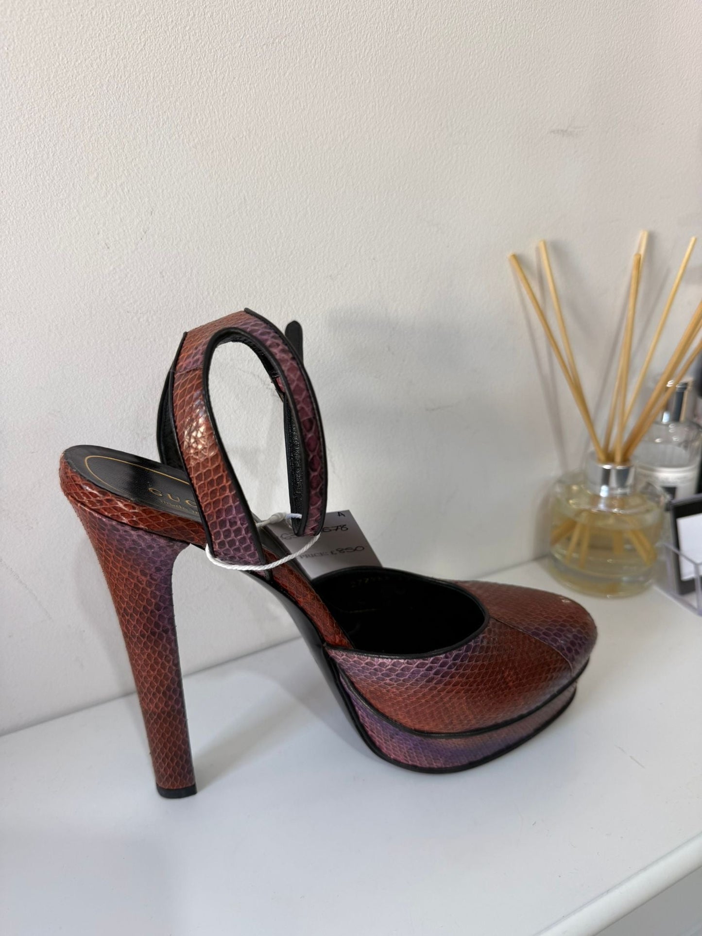 Preloved Brand New Python Gucci Runway Heels, Size 38.5 - UK 5.5