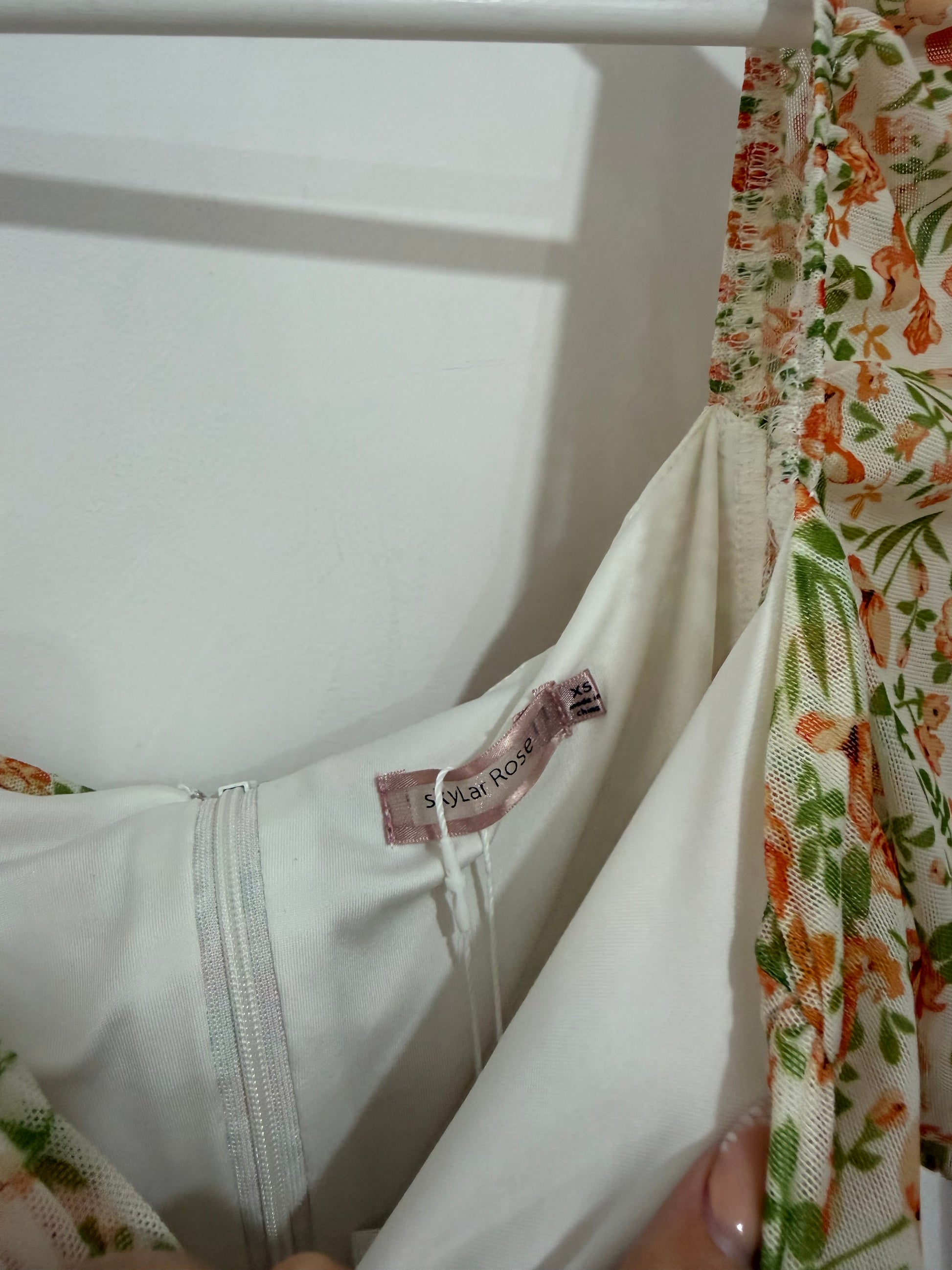 Preloved, Orange/Green SkyLar Rose Dress, UK 6-8