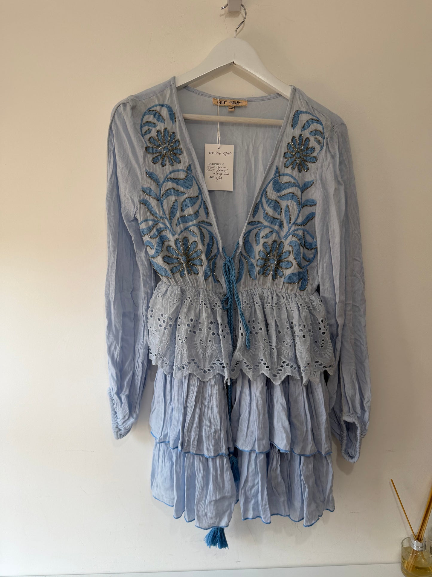 Preloved Light Blue Golden Days Paris Dress, S/M