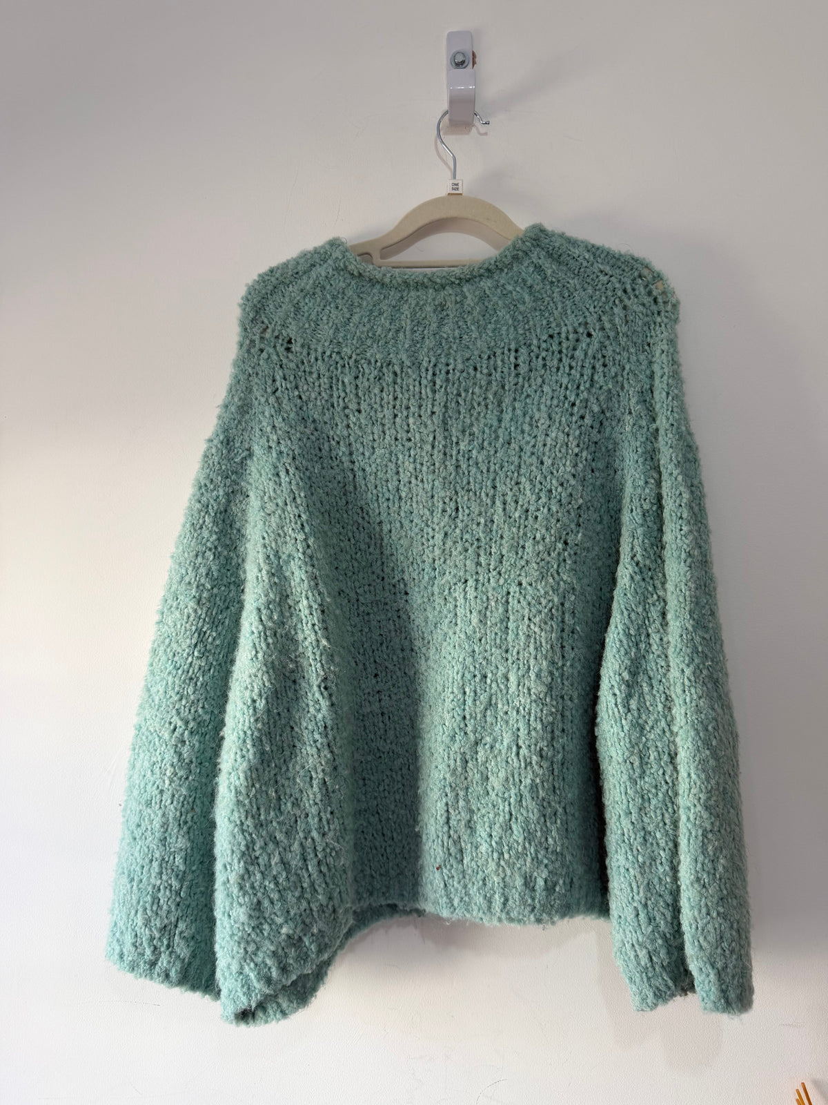 Preloved, Turquoise April Vintage Jumper, Size S (Oversized on a M)