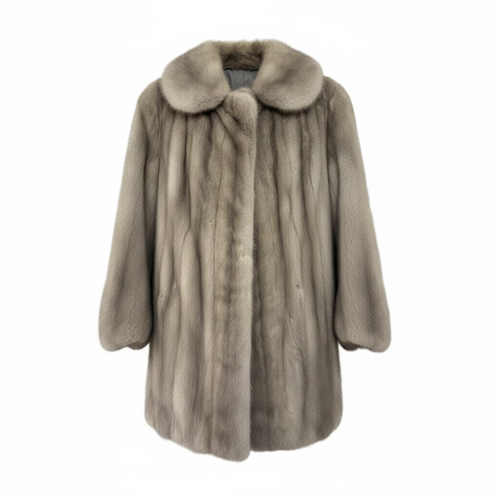 Preloved, Grey Customade Mink Fur Coat, Size S/M