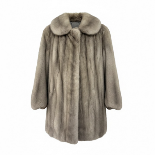 Preloved, Grey Customade Mink Fur Coat, Size S/M