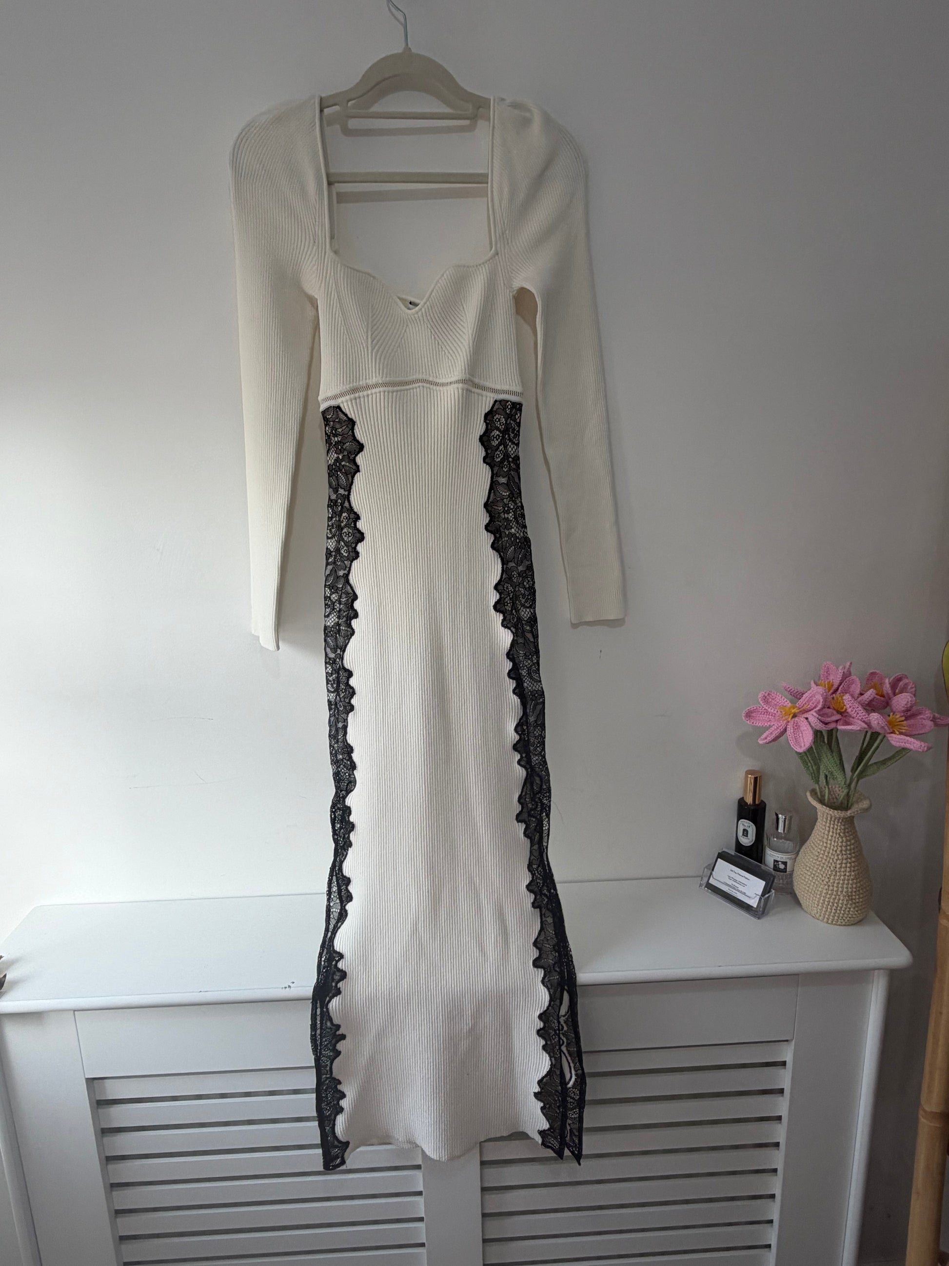 Preloved, White/Black Self-Portrait Dress, UK 8