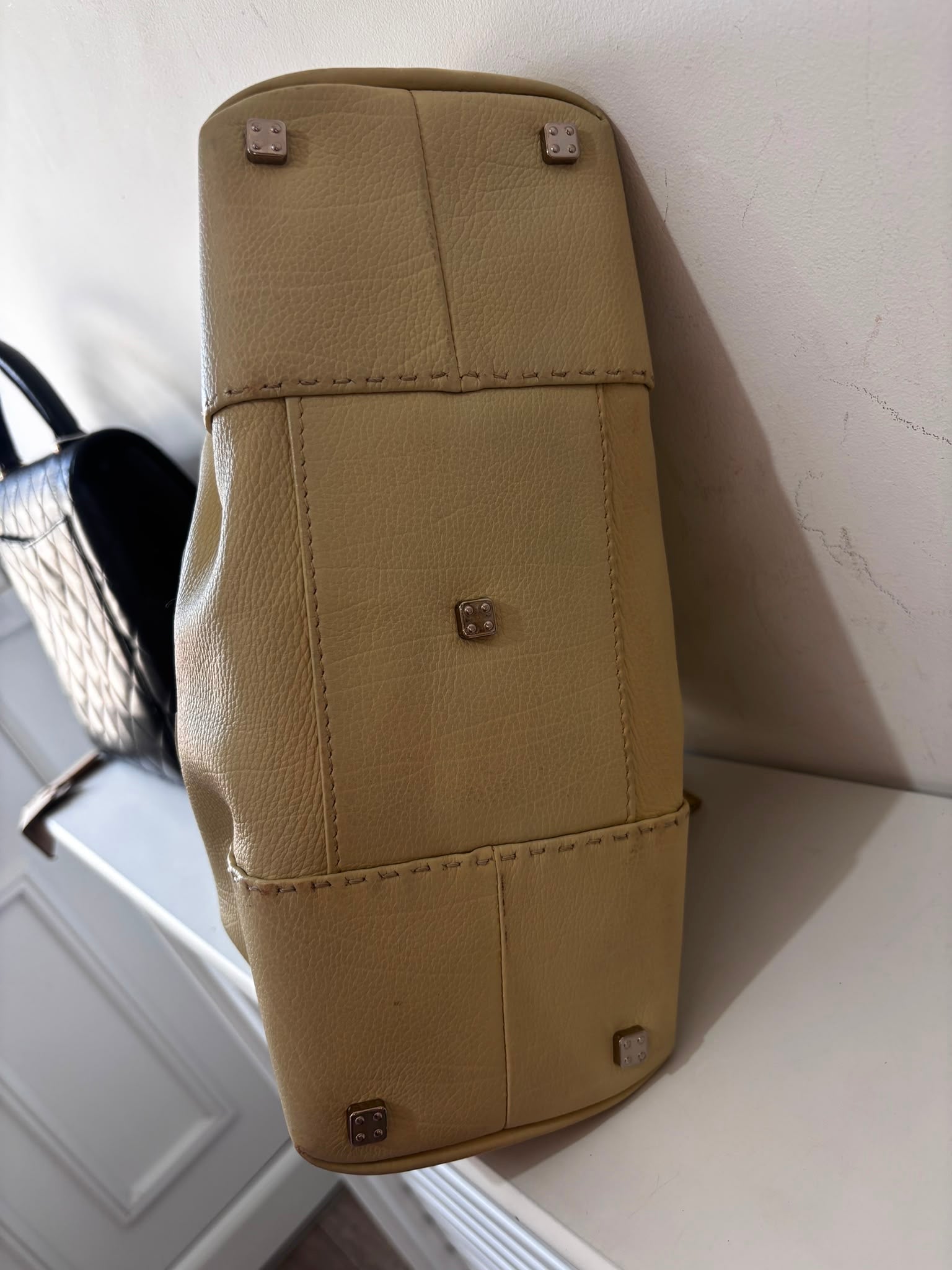 Preloved, Beige with Tiffany teal interior with Silver Hardware Loewe Handbag