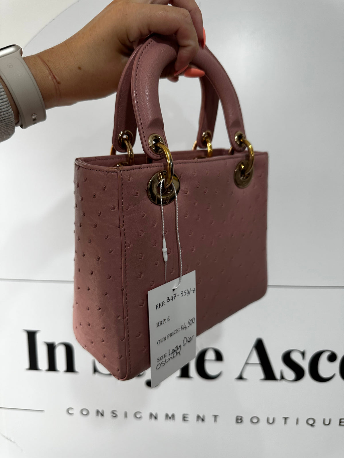 Preloved Pink & Gold Christian Dior Handbag, Small