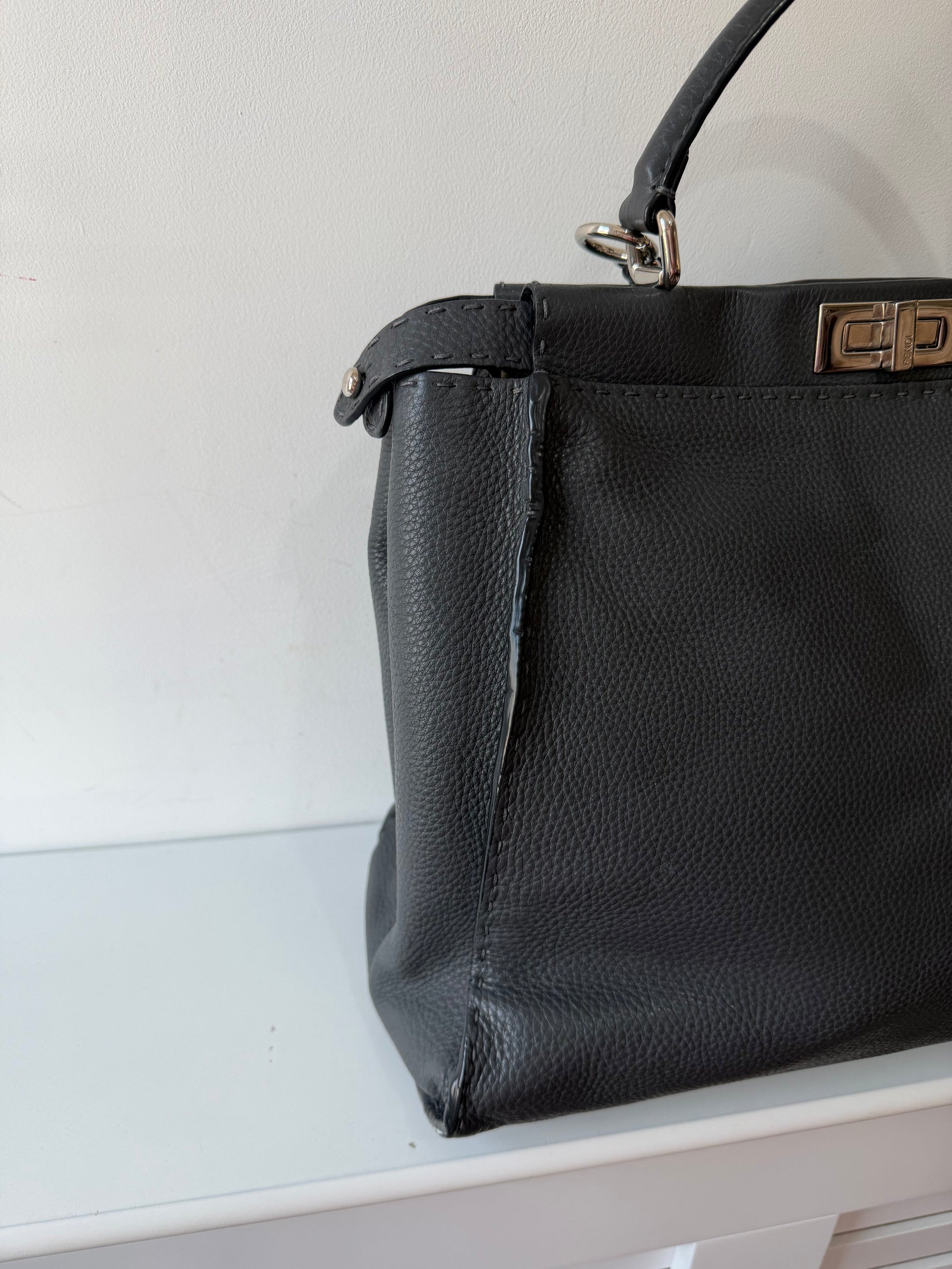 Preloved Grey Fendi Peekaboo Bag, Large