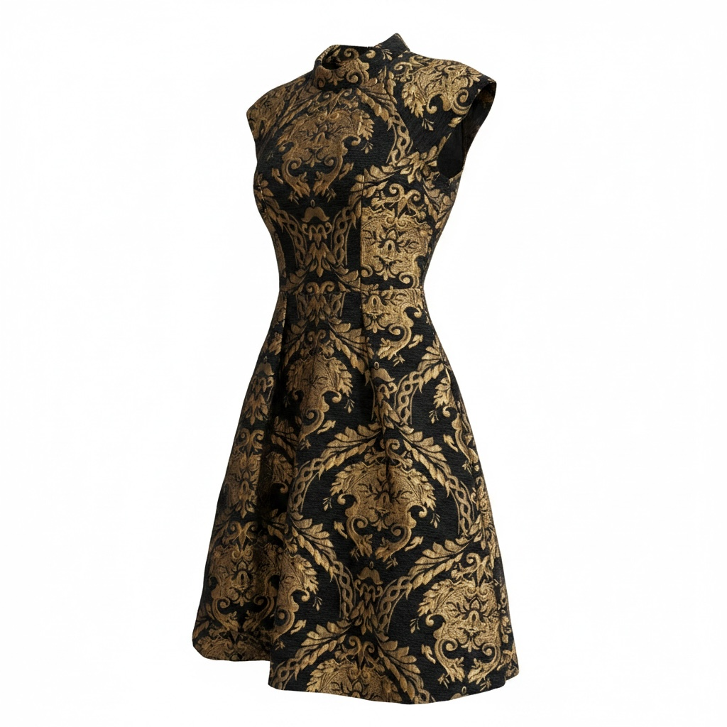 Preloved, Black and Gold Chi-Chi Dress, Size 10