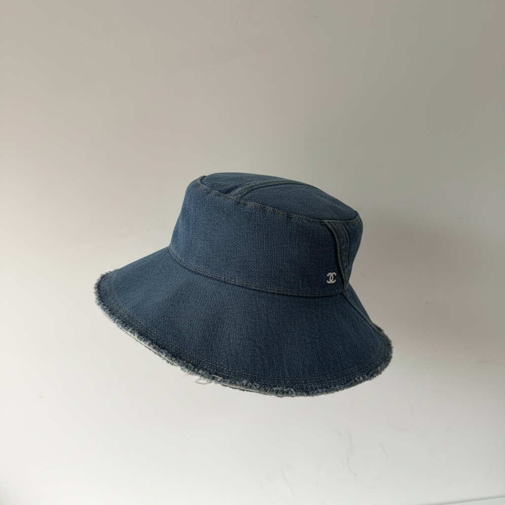 Preloved, Denim Blue Chanel Bucket Hat