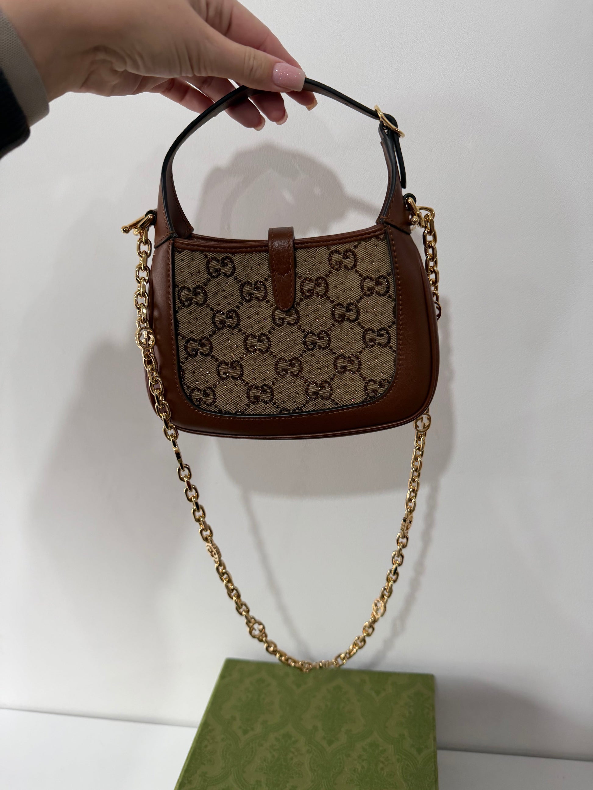 Preloved Re-edition Gucci Jackie 1961 Mini Crystal, GG Supreme and Leather Mini