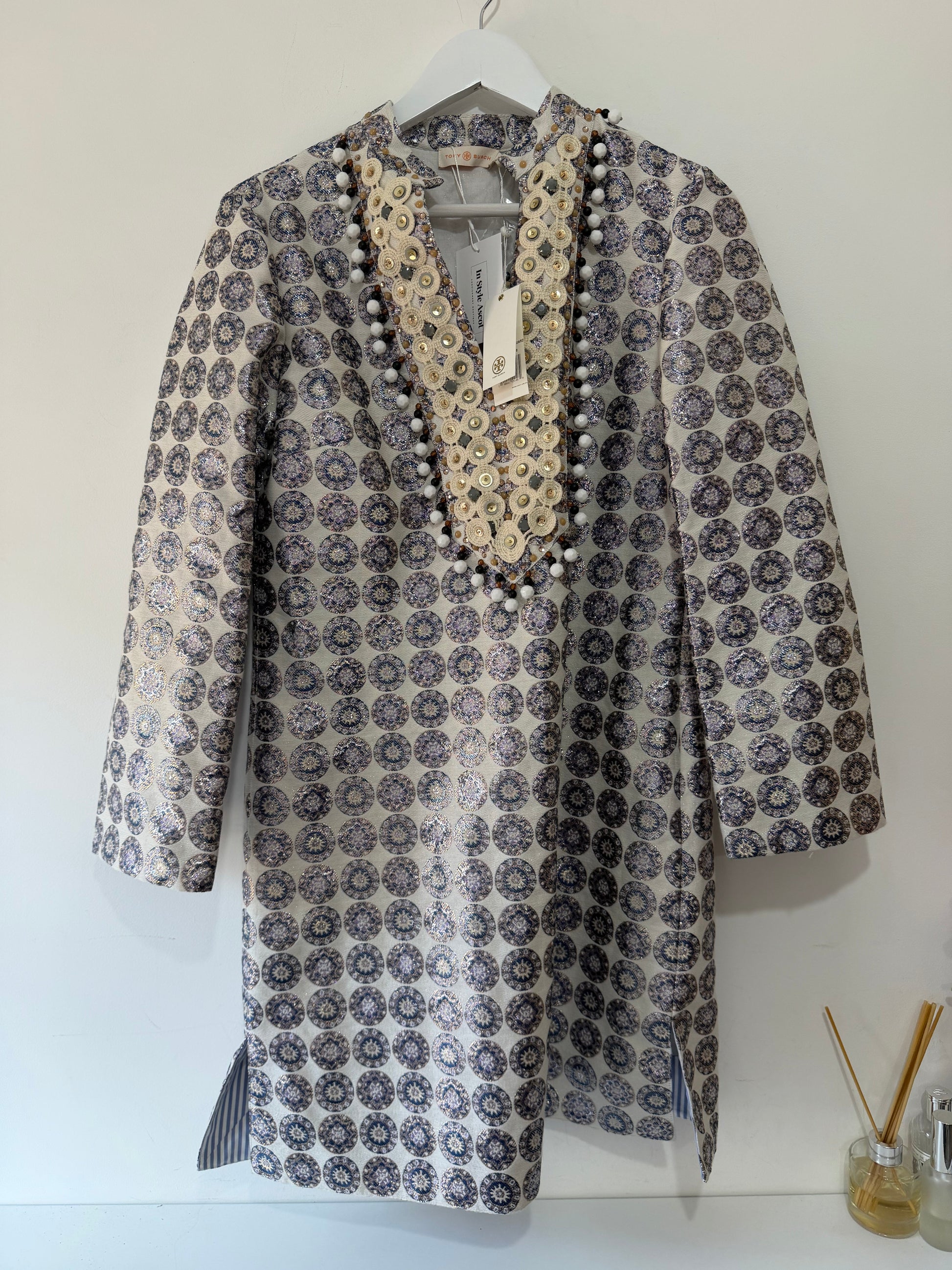 Preloved new blue cream Tory Burch Dress, Size 14