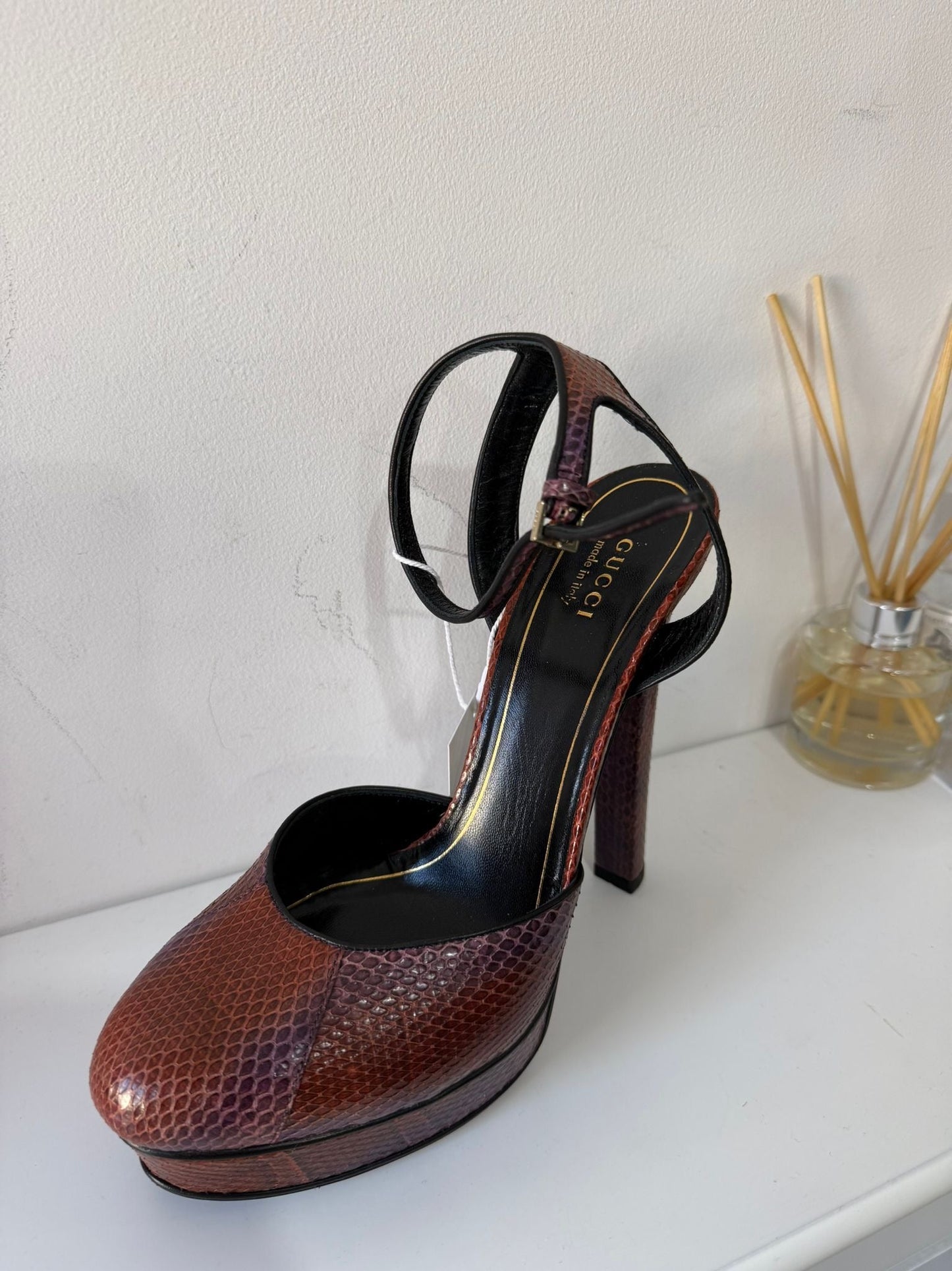 Preloved Brand New Python Gucci Runway Heels, Size 38.5 - UK 5.5