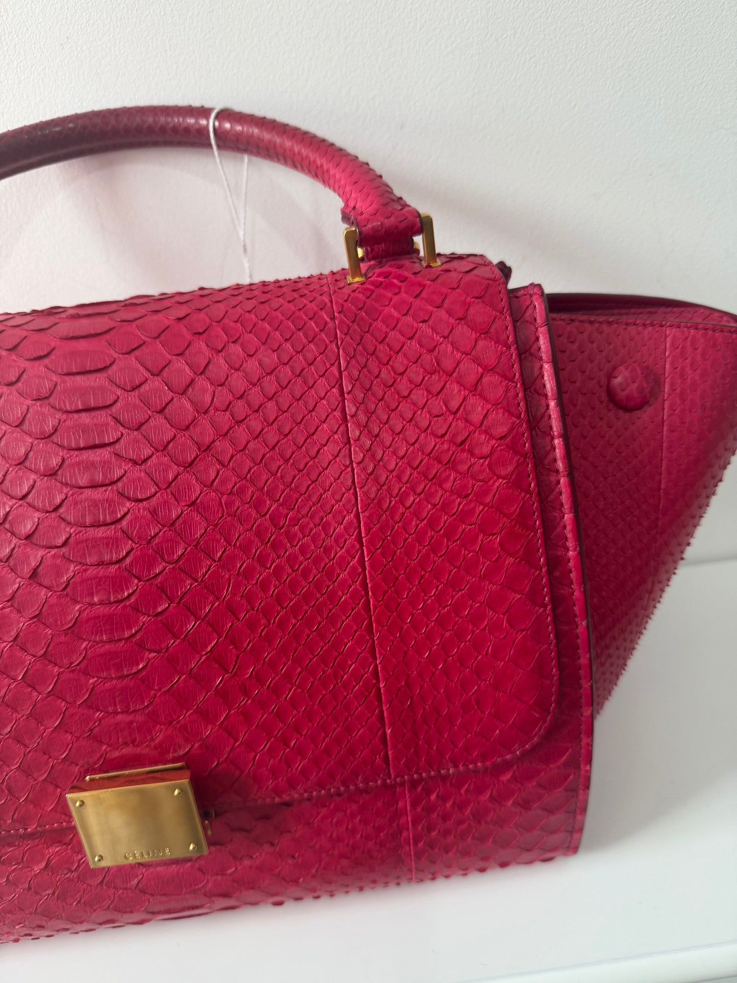 Preloved, Pink Celine Handbag, Python EXOTIC