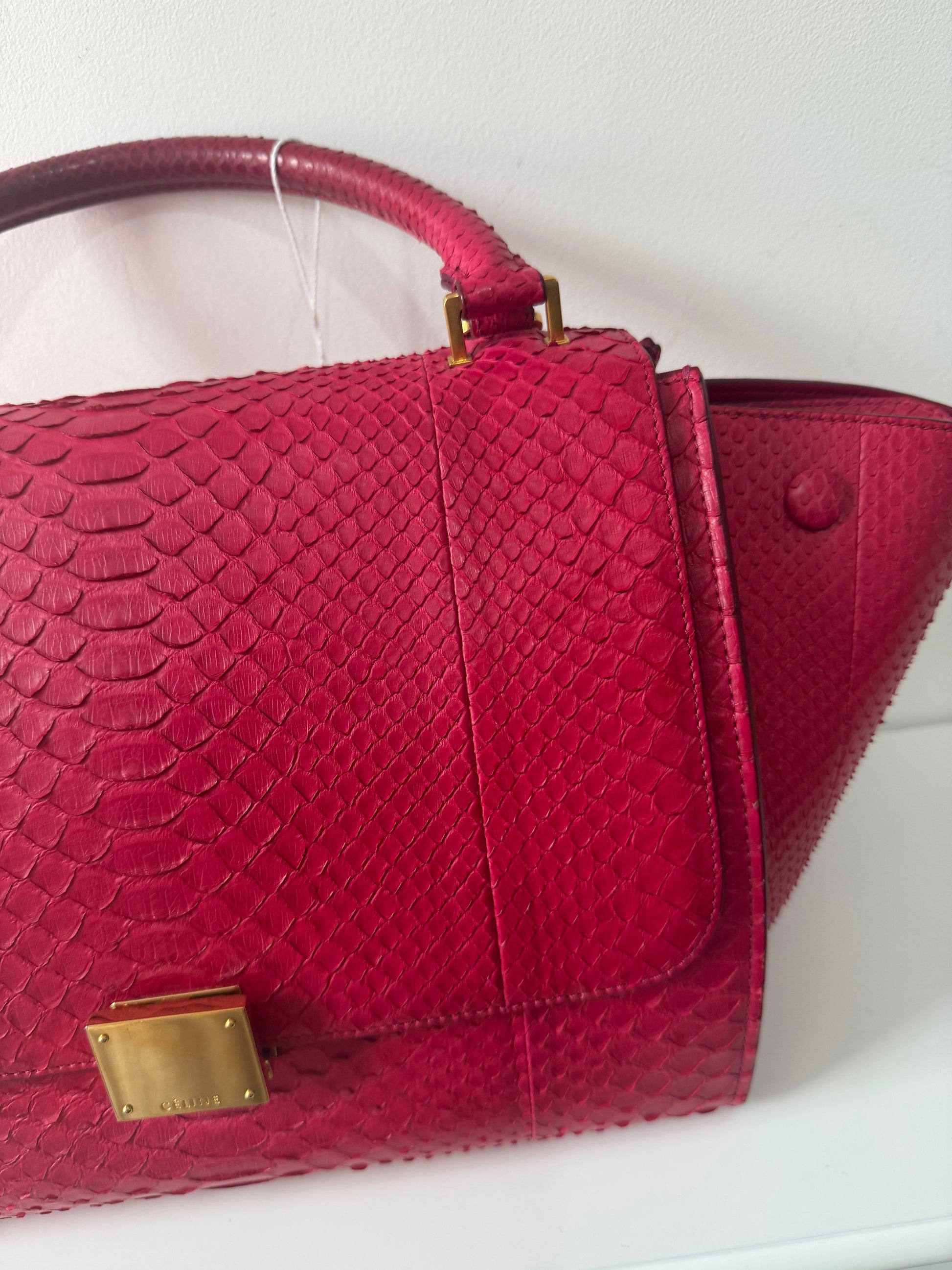 Preloved, Pink Celine Handbag, Python EXOTIC