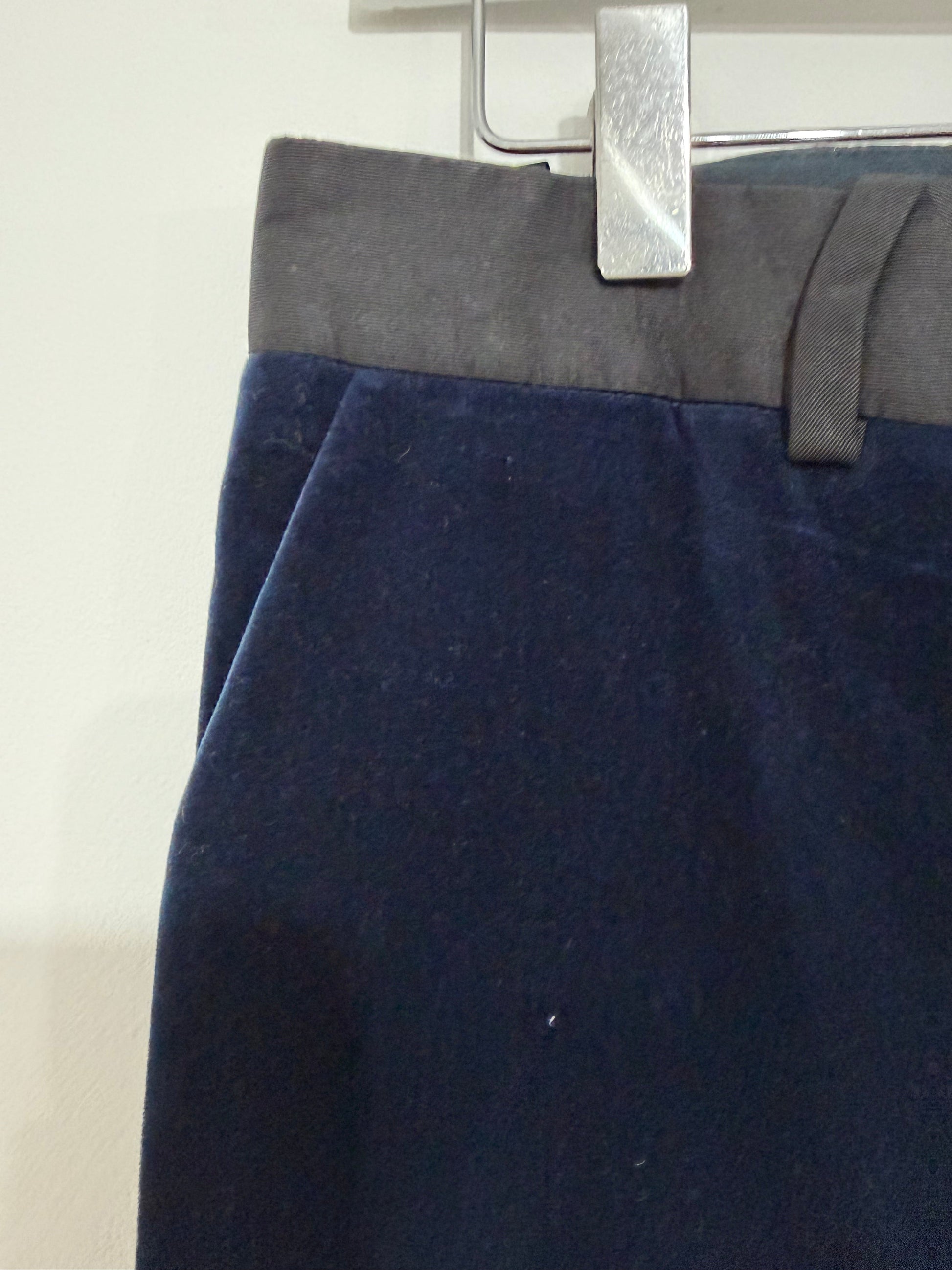 Preloved Navy Velvet Gucci Evening Trousers, Size 46 UK 12