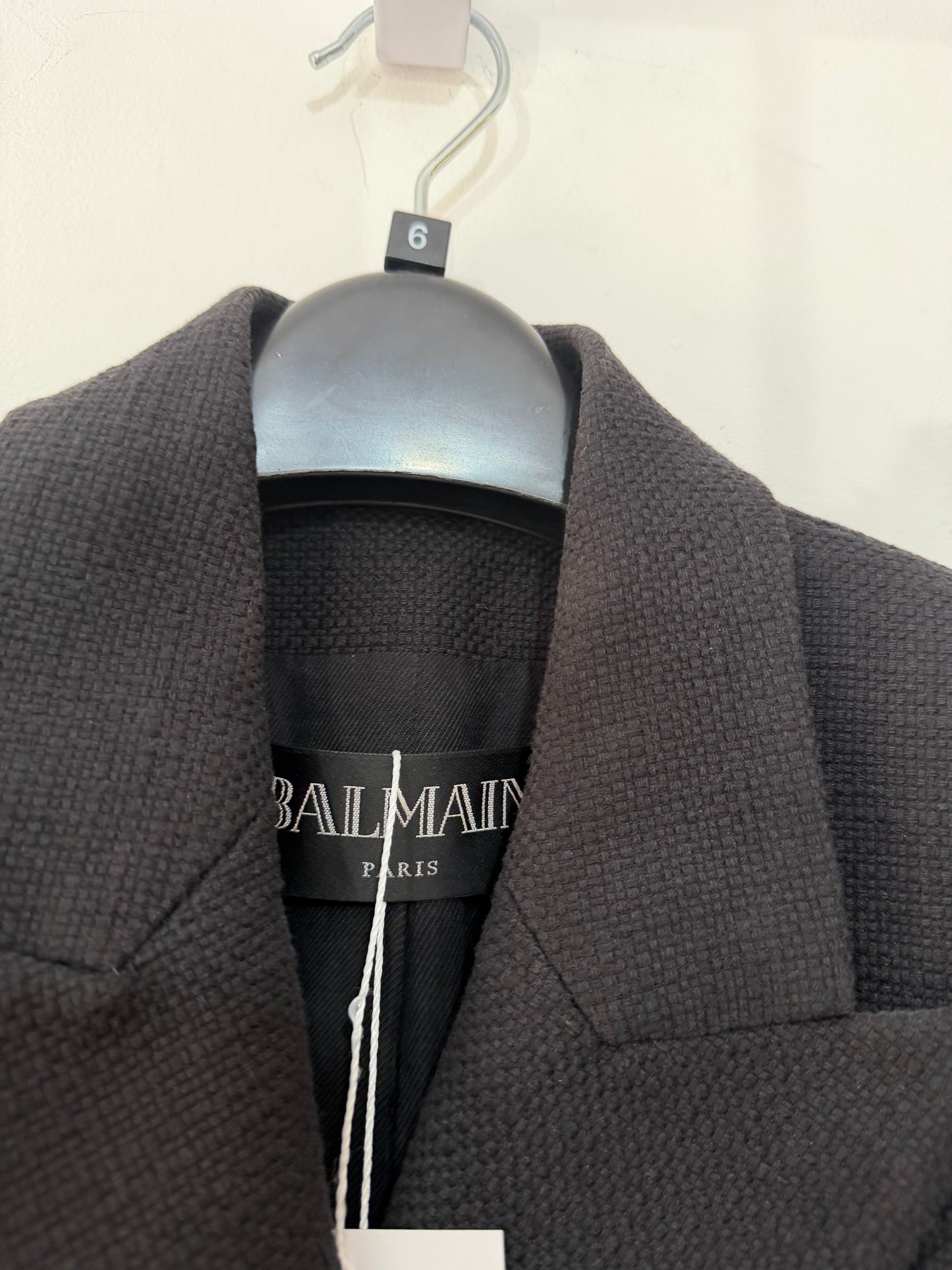 Preloved Black Balmain Blazer Jacket, Size UK 6