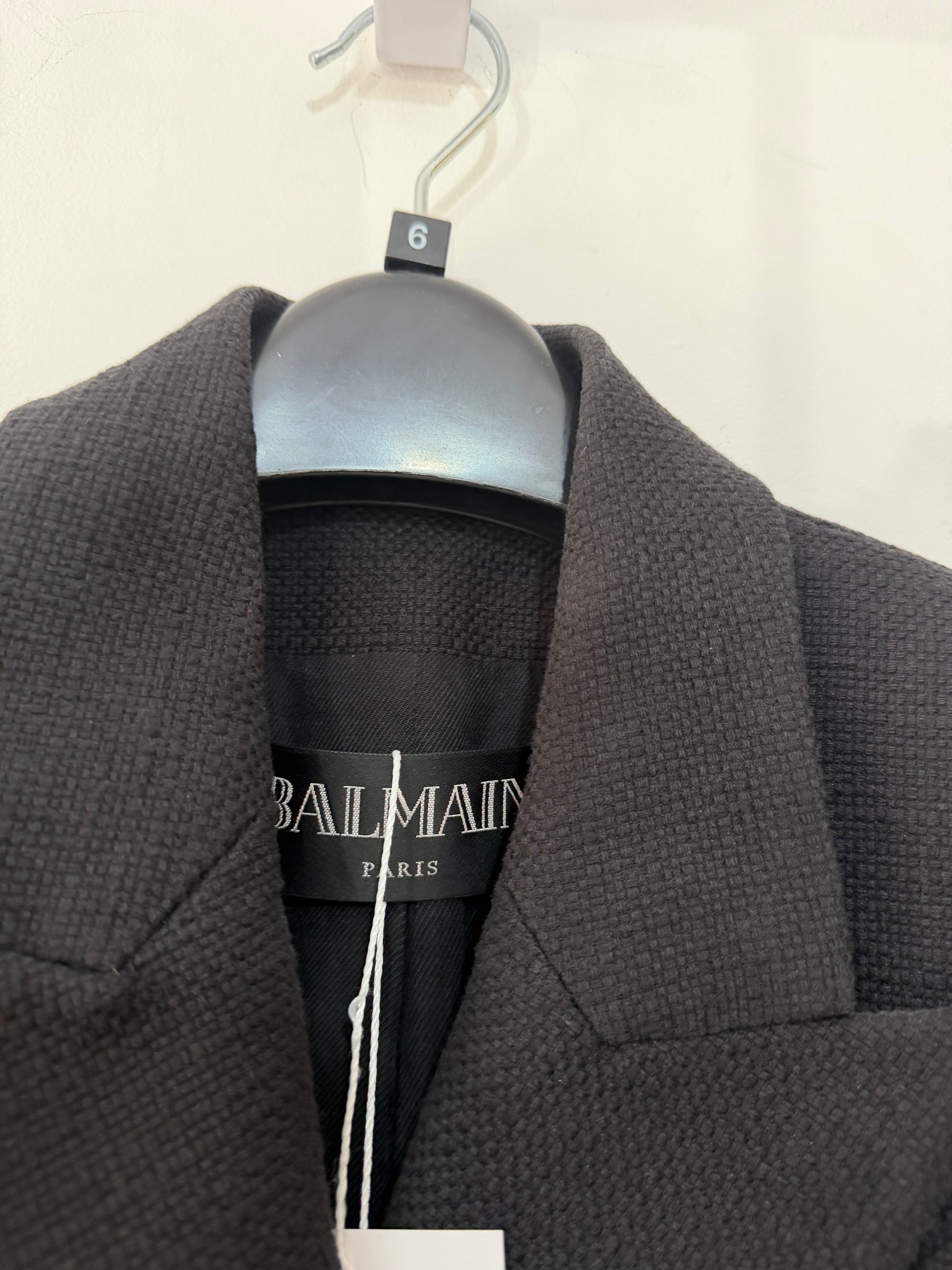 Preloved Black Balmain Blazer Jacket, Size UK 6