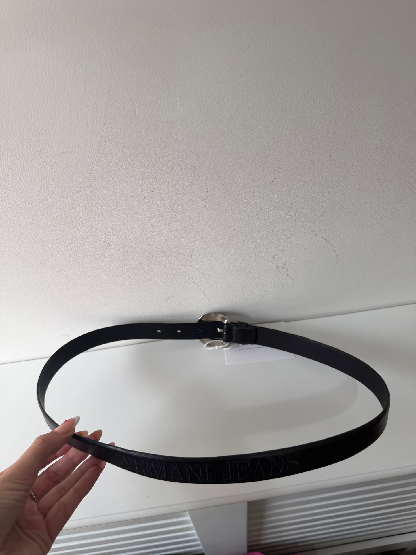 Preloved, Black with Silver Hardware Armani Jeans Belt