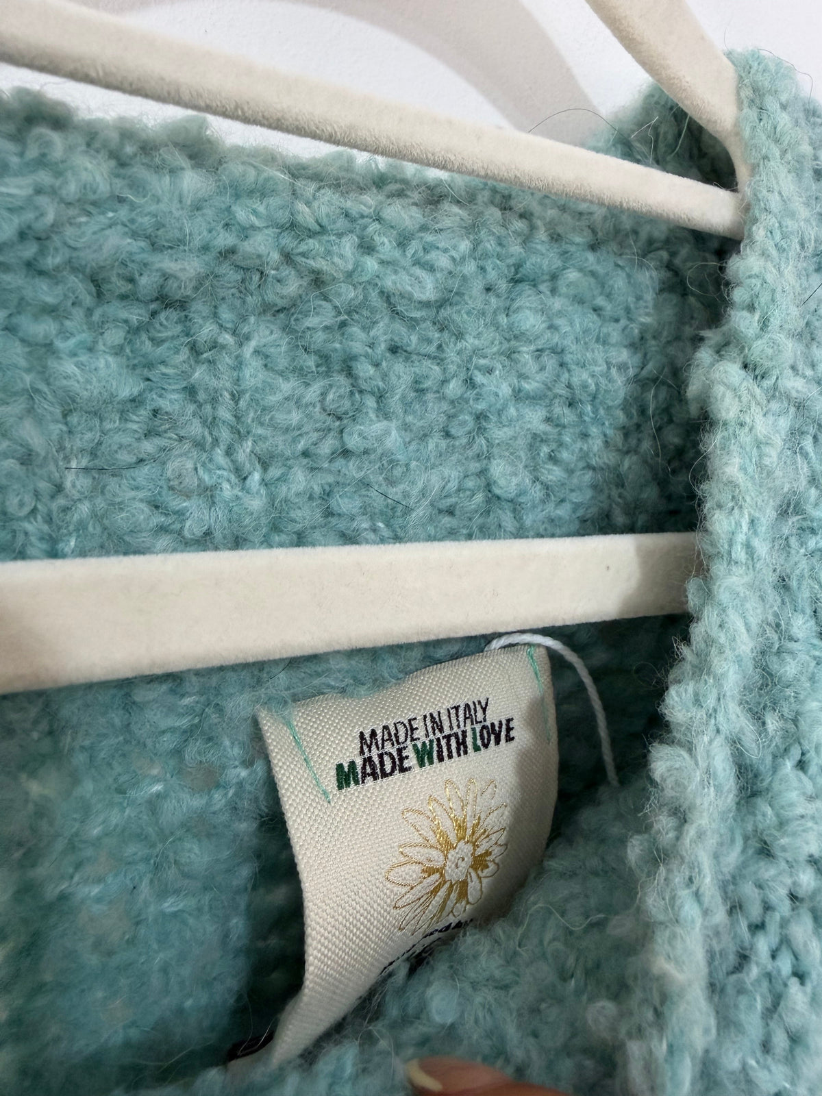 Preloved, Turquoise April Vintage Jumper, Size S (Oversized on a M)