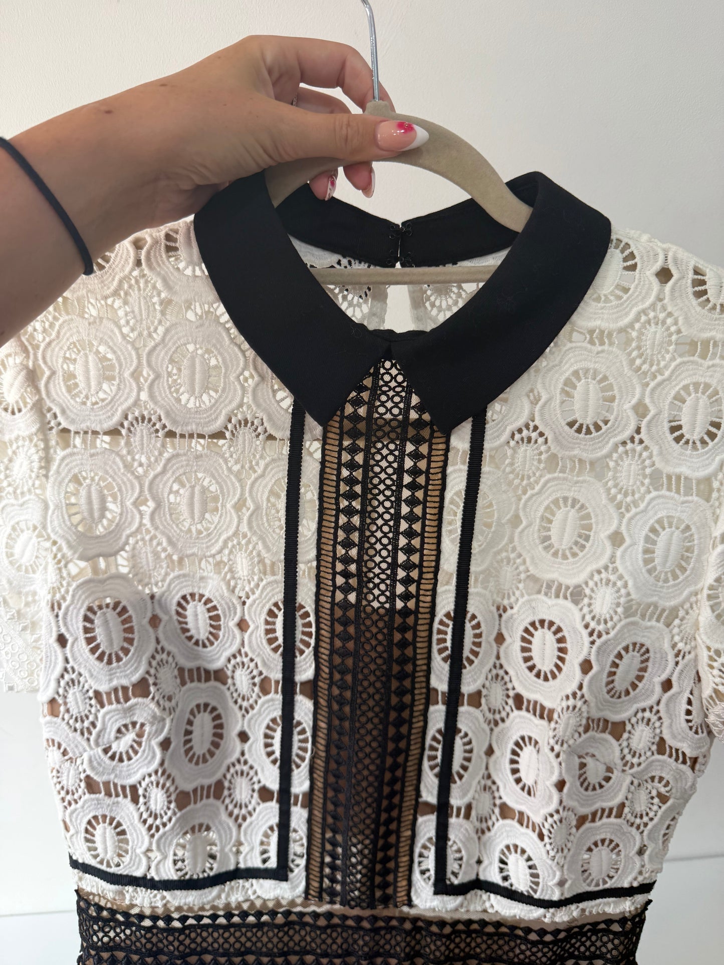 Preloved, Black/White Self-Portrait Dress, UK 10