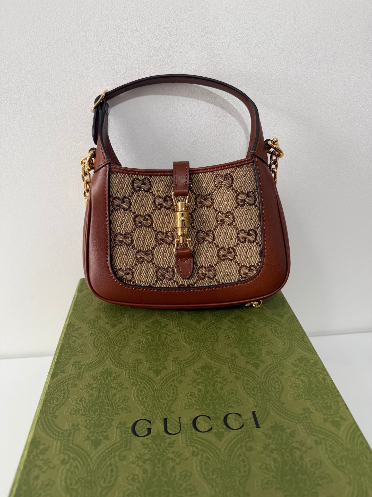 Preloved Re-edition Gucci Jackie 1961 Mini Crystal, GG Supreme and Leather Mini