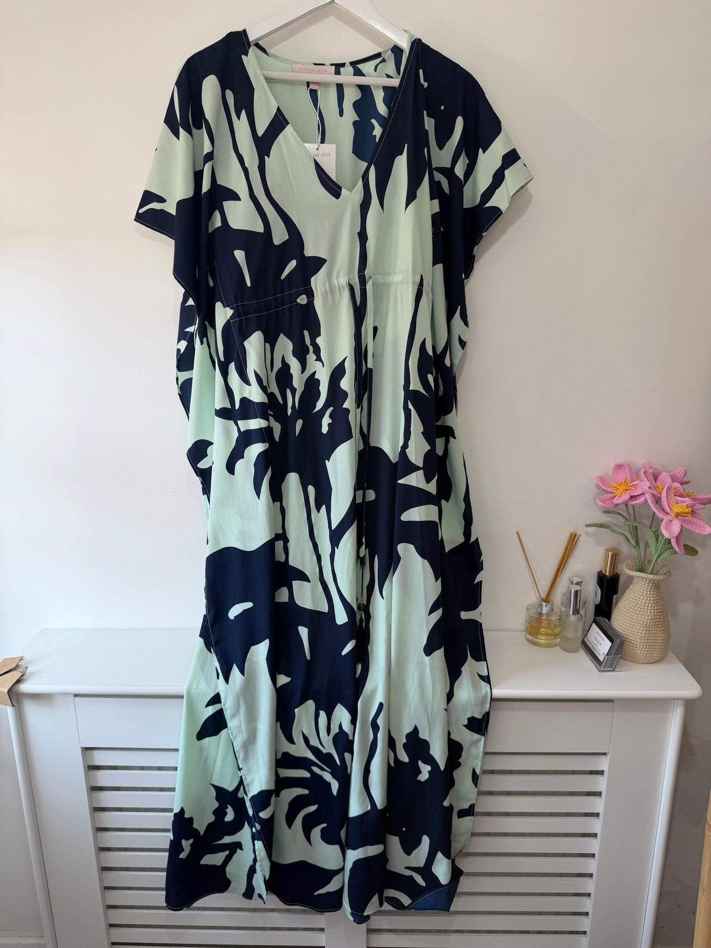 Preloved, Teal/Navy Gharani Strok  Dress, UK 10