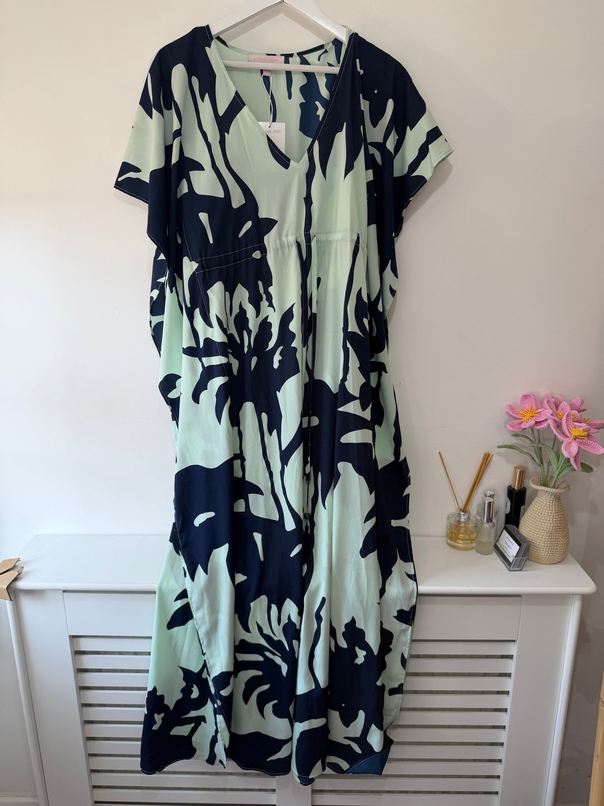 Preloved, Teal/Navy Gharani Strok  Dress, UK 10