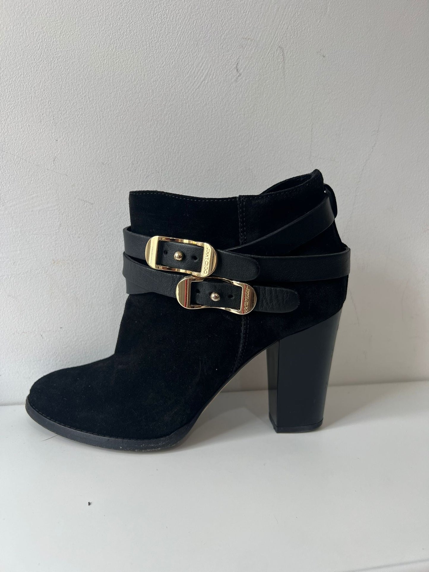 Preloved Black  Jimmy Choo Ankle Boots, Size 37 - UK 4