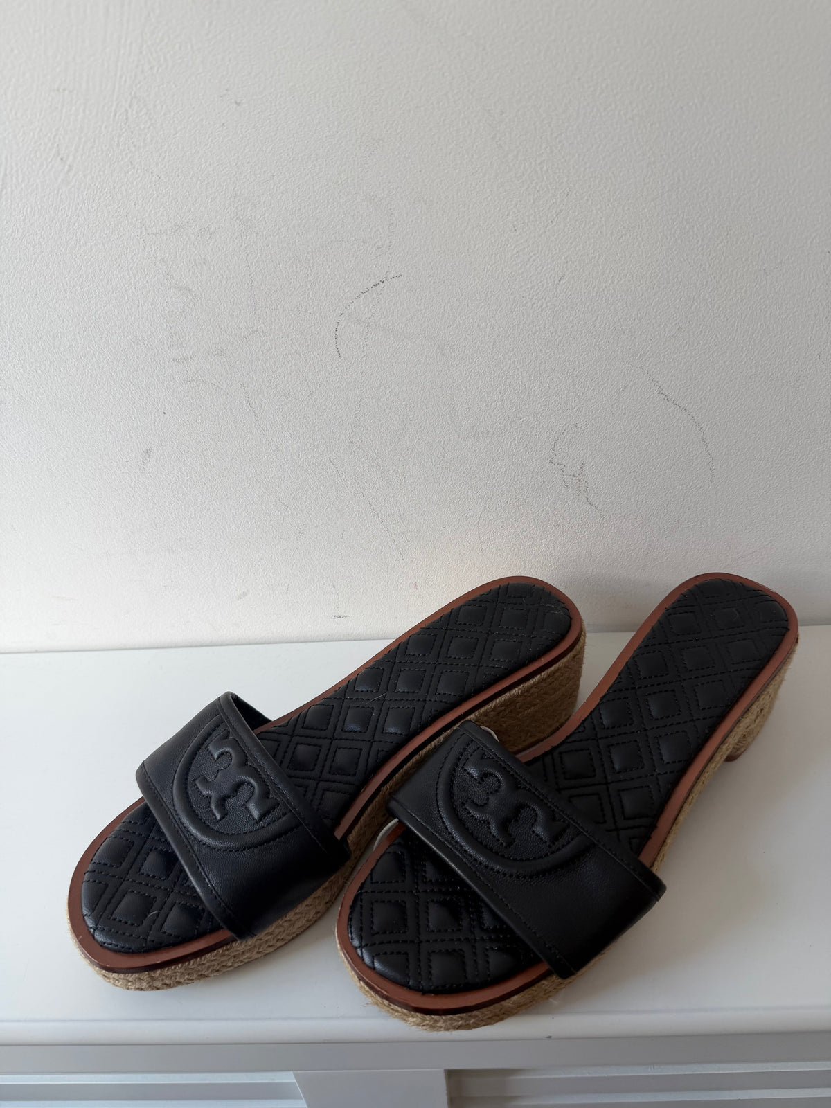 Preloved BRAND NEW Black and Brown Tory Burch Espadrilles, Size UK 5.5