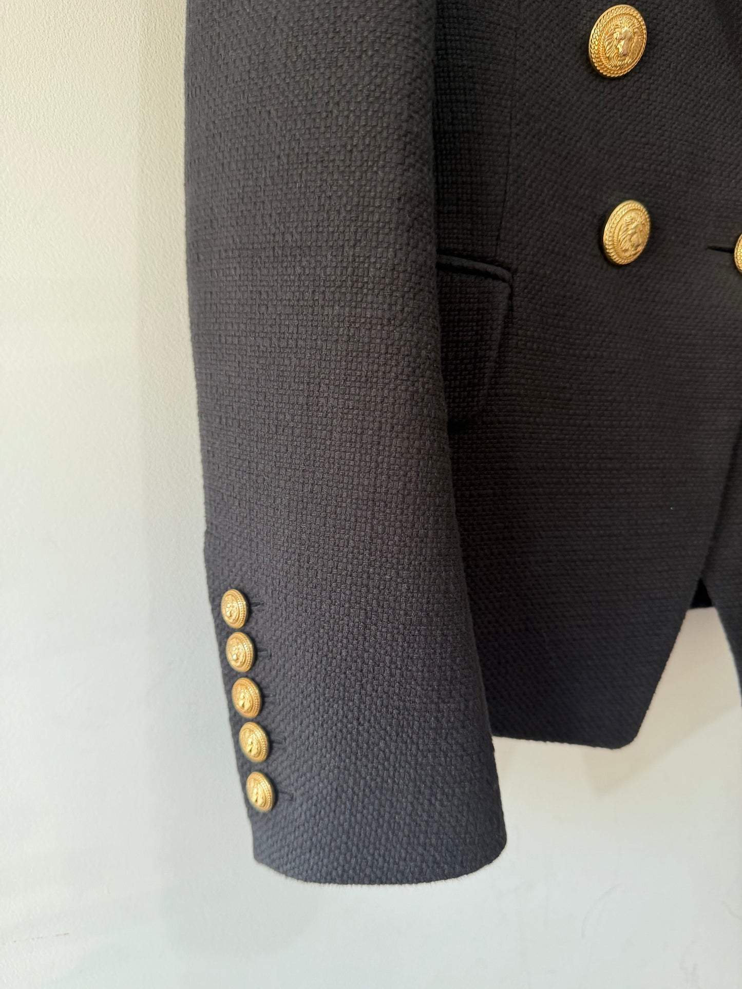 Preloved Black Balmain Blazer Jacket, Size UK 6