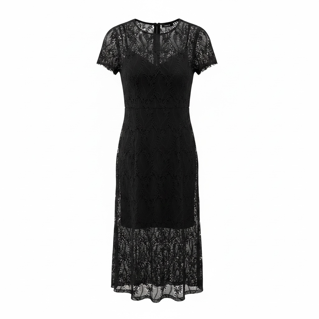 Preloved, Black Lace DVF Dress, Size 12/14