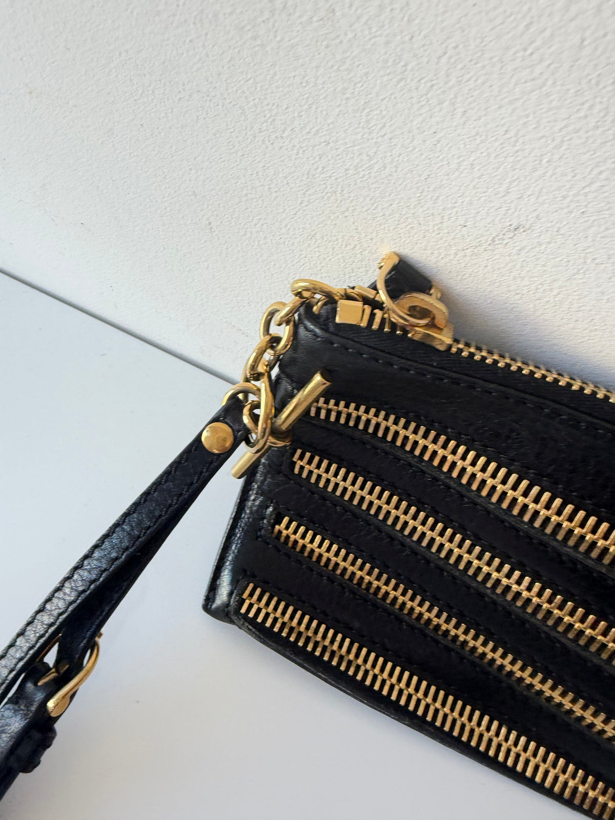 Preloved Black and Gold Burberry Clutch Bag, 33cm Wide 13cm Height