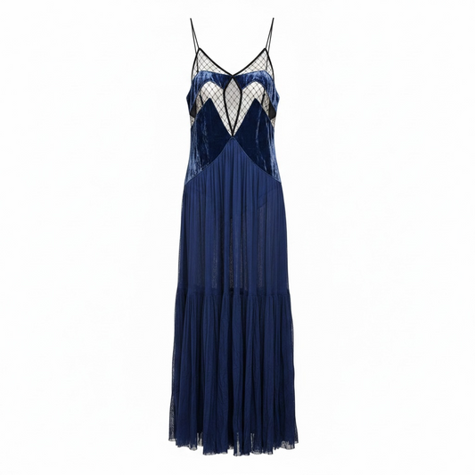 Preloved Velour Blue Sleeping with Jacques Dress, M, BNWT
