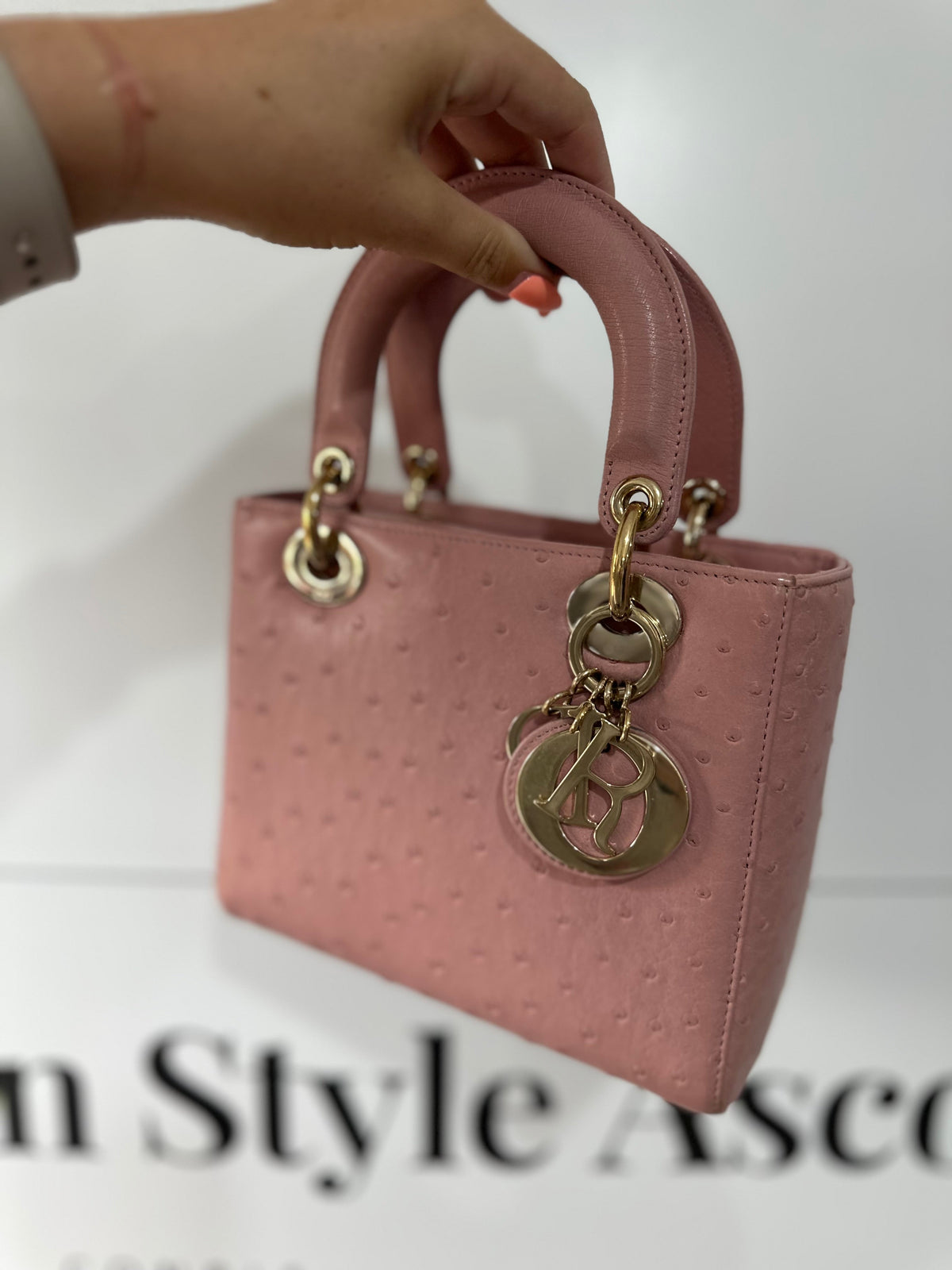 Preloved Pink & Gold Christian Dior Handbag, Small