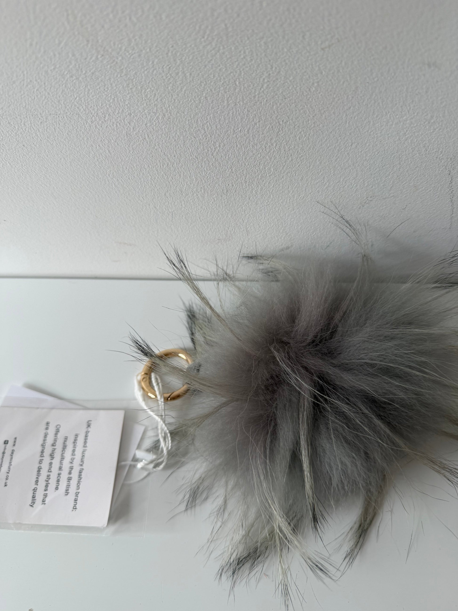 Preloved, Grey DAYMISFURRY Key Ring , Real Fur