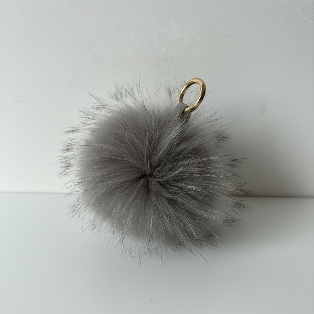 Preloved, Grey DAYMISFURRY Key Ring , Real Fur