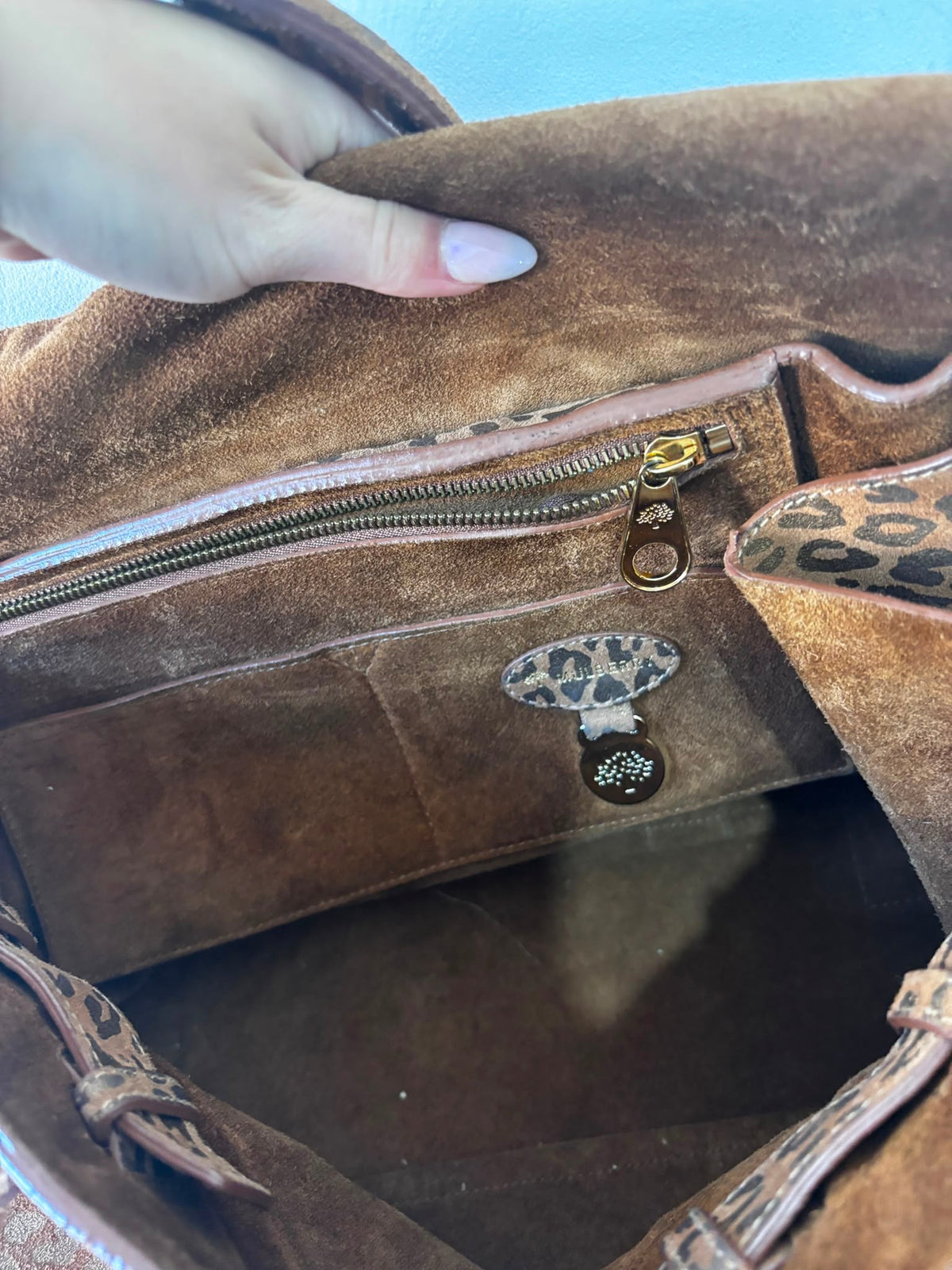 Preloved, Metallic Leopard print camel suede, gold hardware  Mulberry Bayswater Handbag