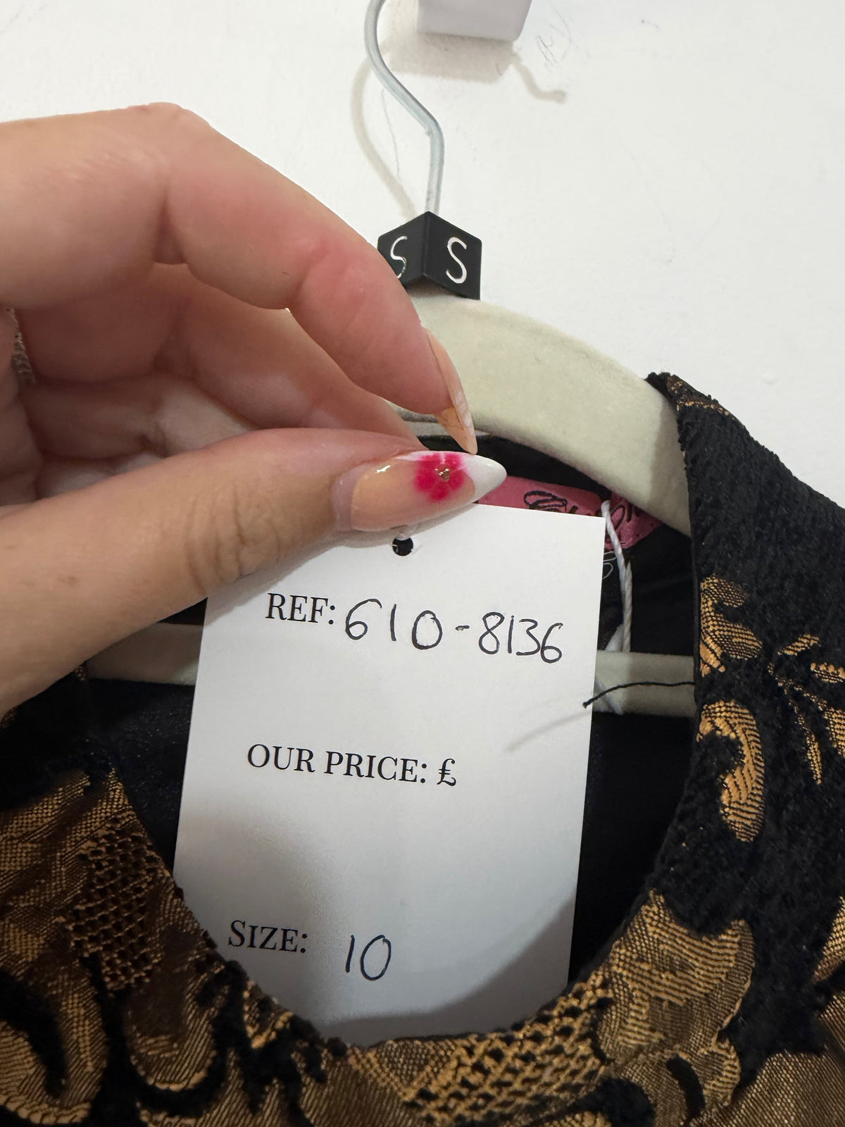 Preloved, Black and Gold Chi-Chi Dress, Size 10