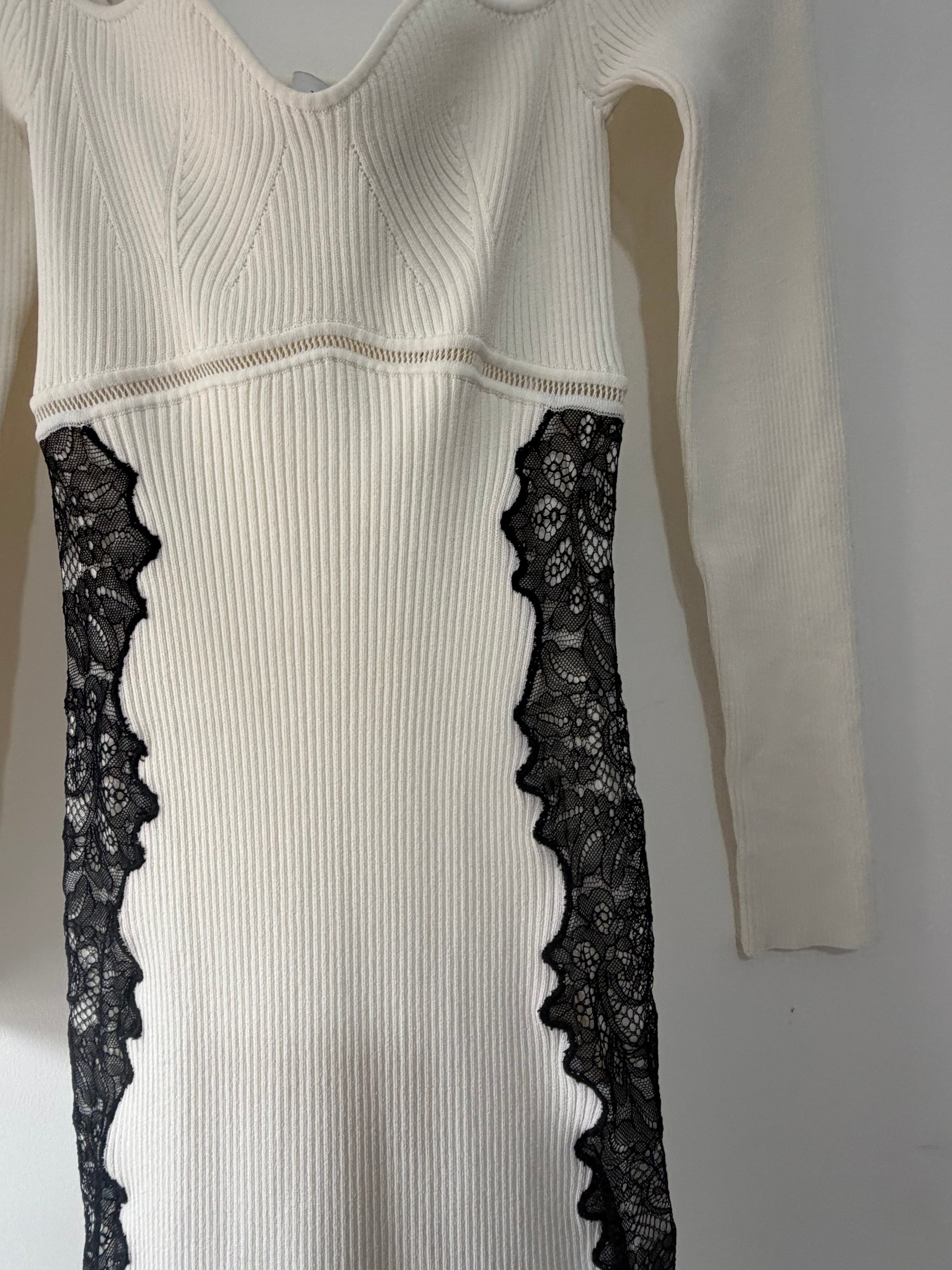 Preloved, White/Black Self-Portrait Dress, UK 8