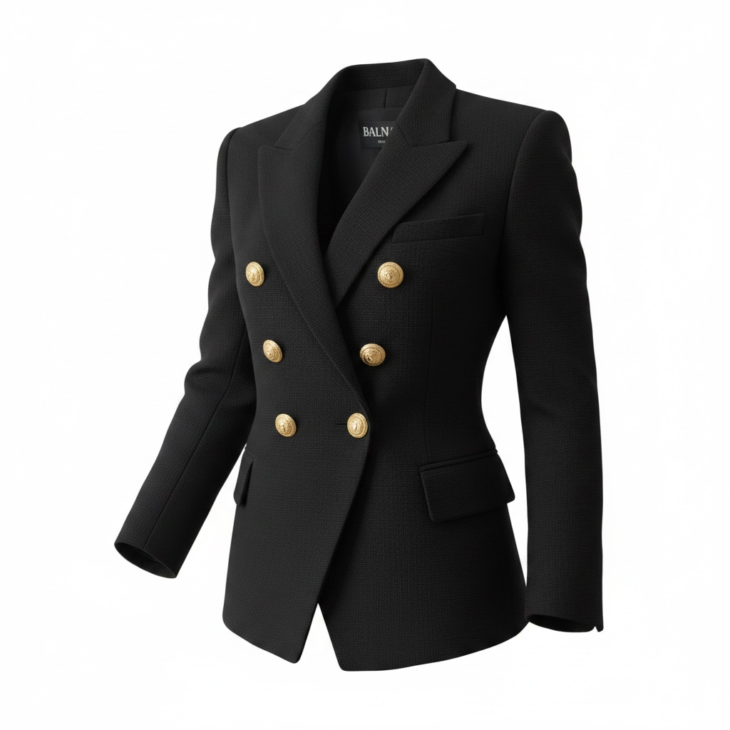 Preloved Black Balmain Blazer Jacket, Size UK 6