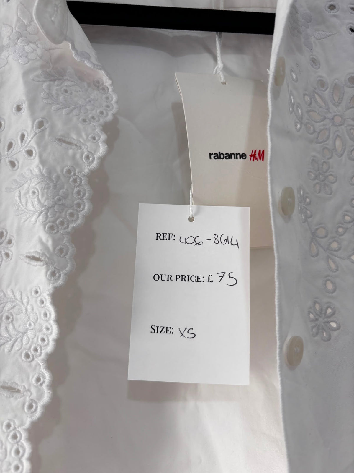 Preloved White Rabanne x h&m  Blouse, XS, BNWT