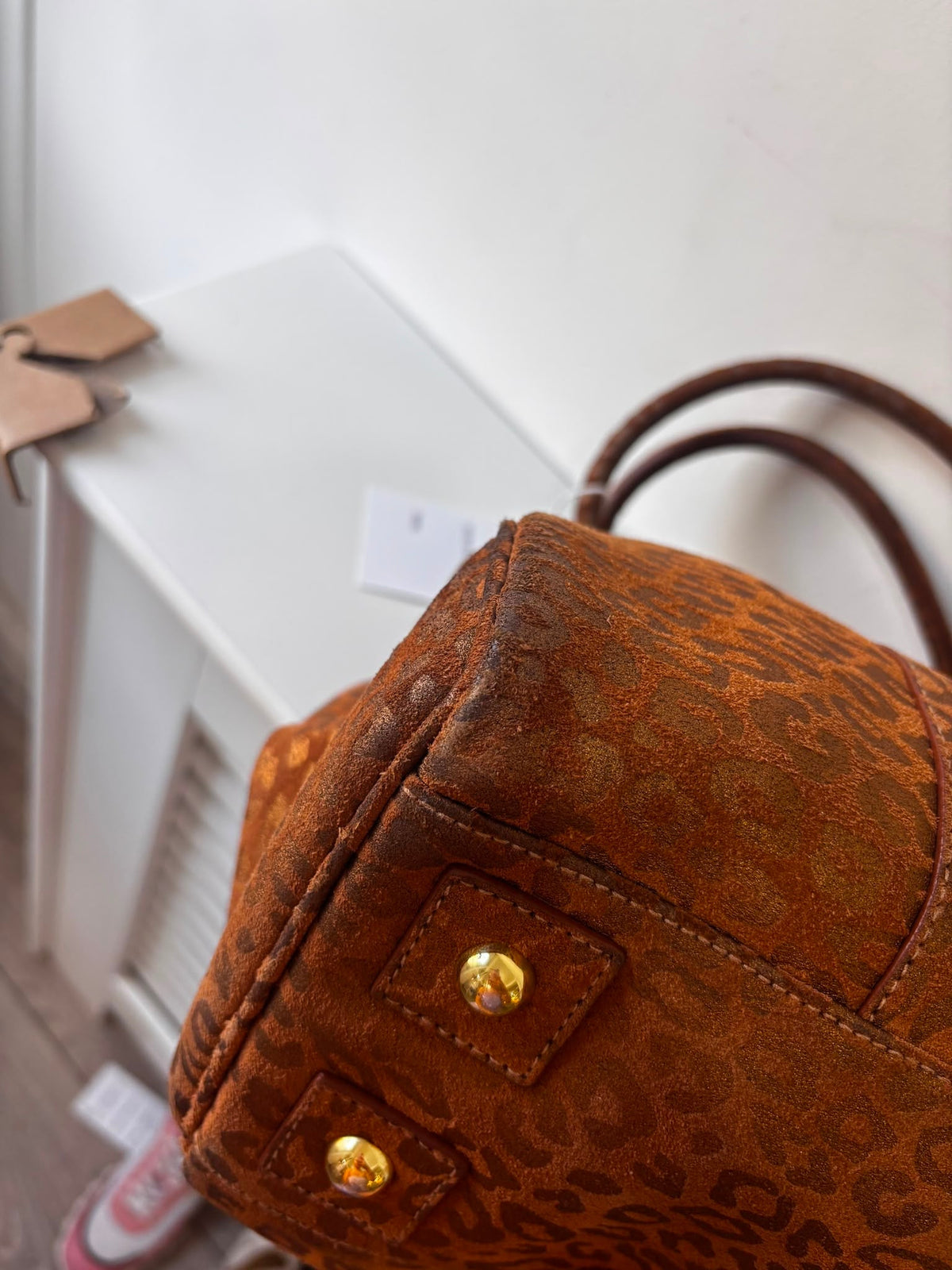 Preloved, Metallic Leopard print camel suede, gold hardware  Mulberry Bayswater Handbag