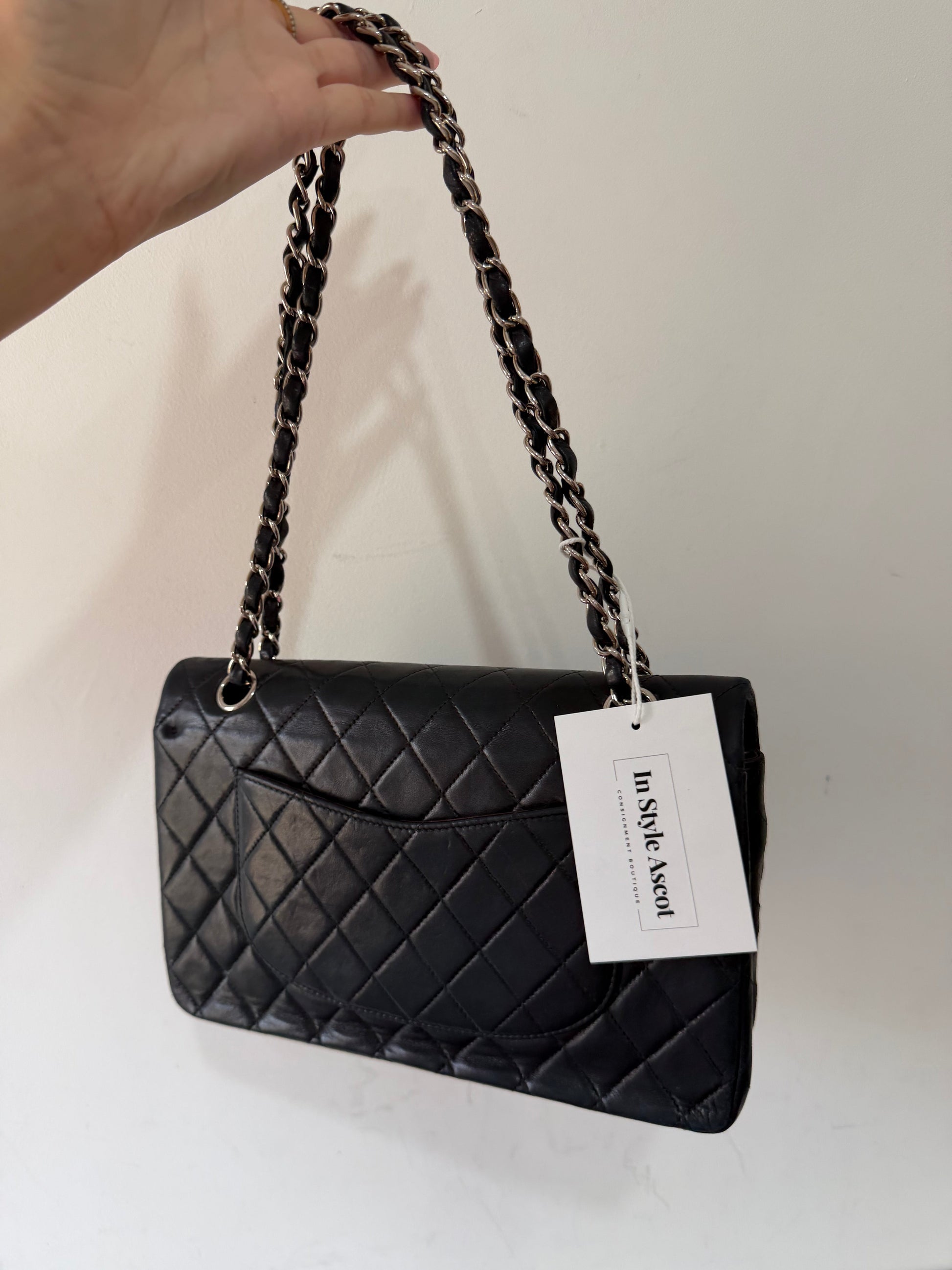 Preloved Chanel Vintage Small Classic Flap - Black Lambskin | Silver Hardware