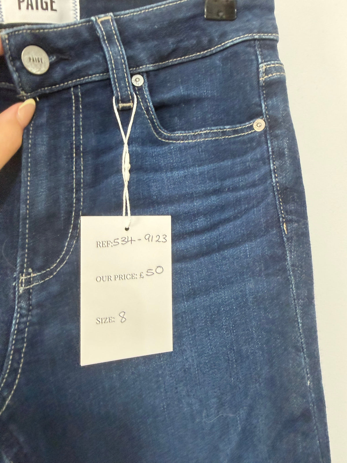 Preloved Blue Paige Straight Leg Jeans, Waist 25 (Size 8)