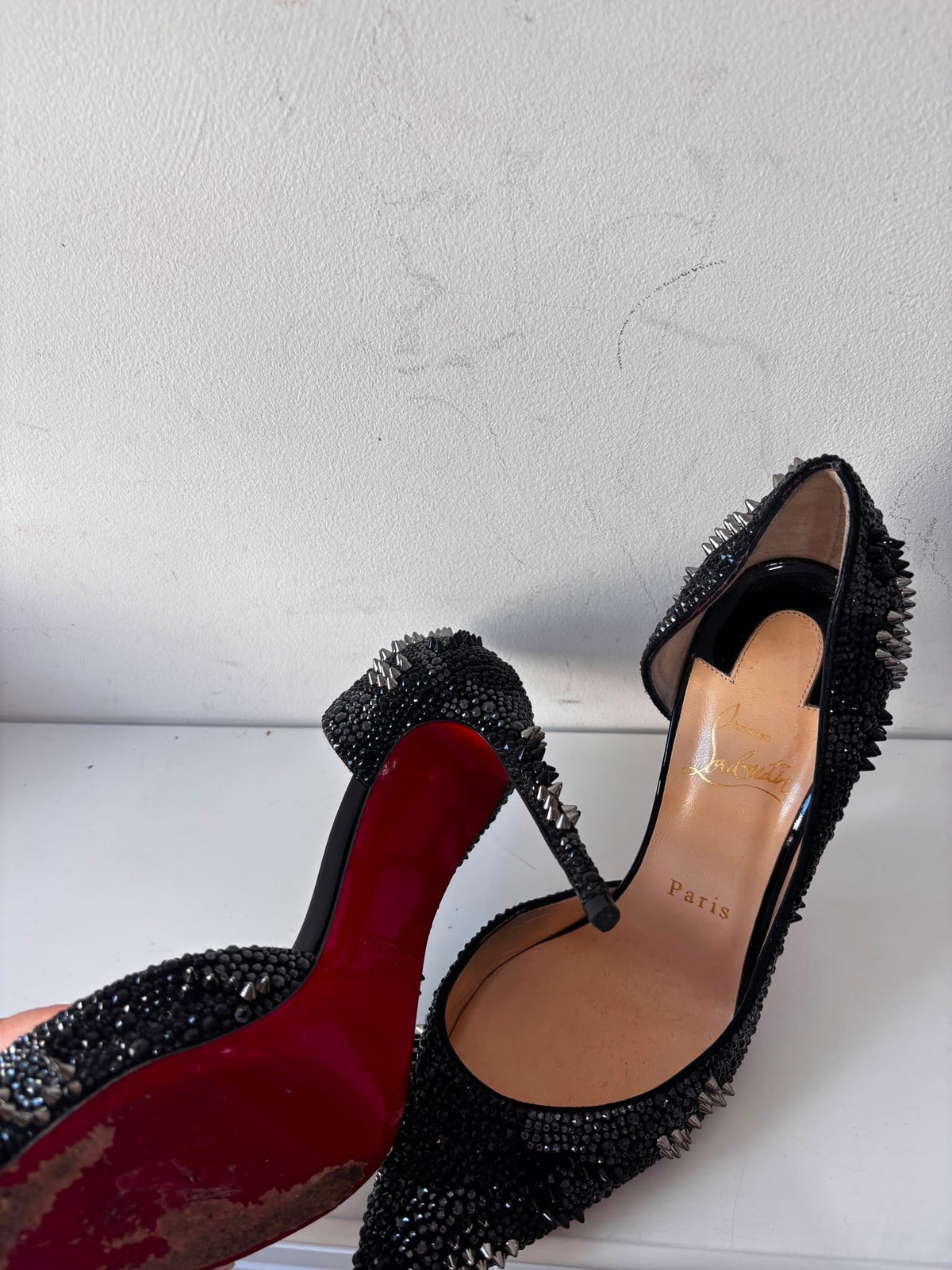 Preloved Diamonte Black Crystal Christian Louboutin LIMITED EDITION Heels, Size 6 (39)