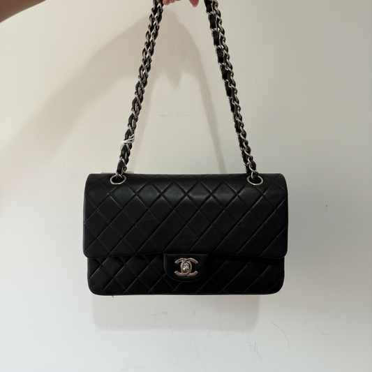 Chanel Vintage Small Classic Flap - Black Lambskin | Silver Hardware