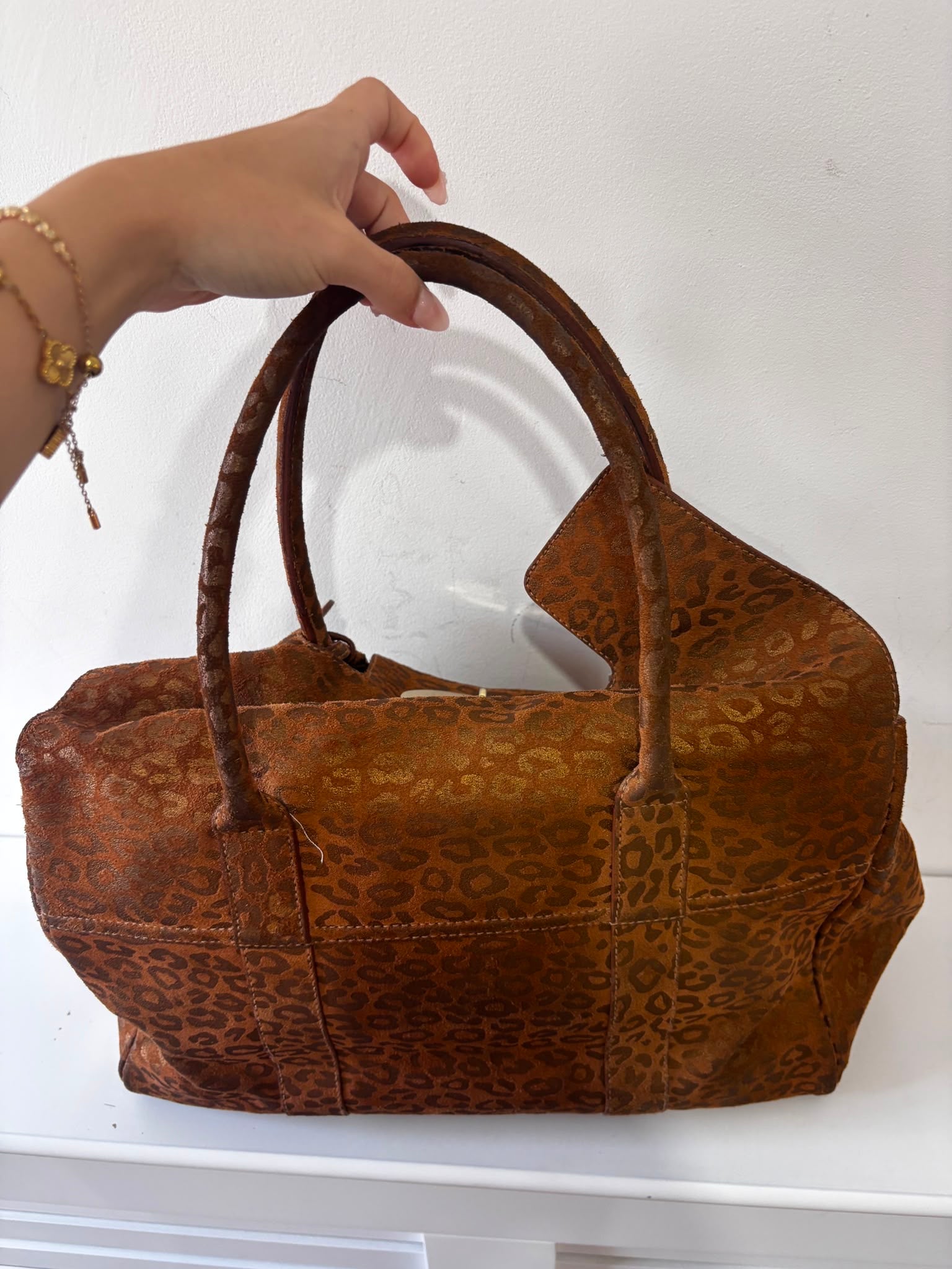 Preloved, Metallic Leopard print camel suede, gold hardware  Mulberry Bayswater Handbag