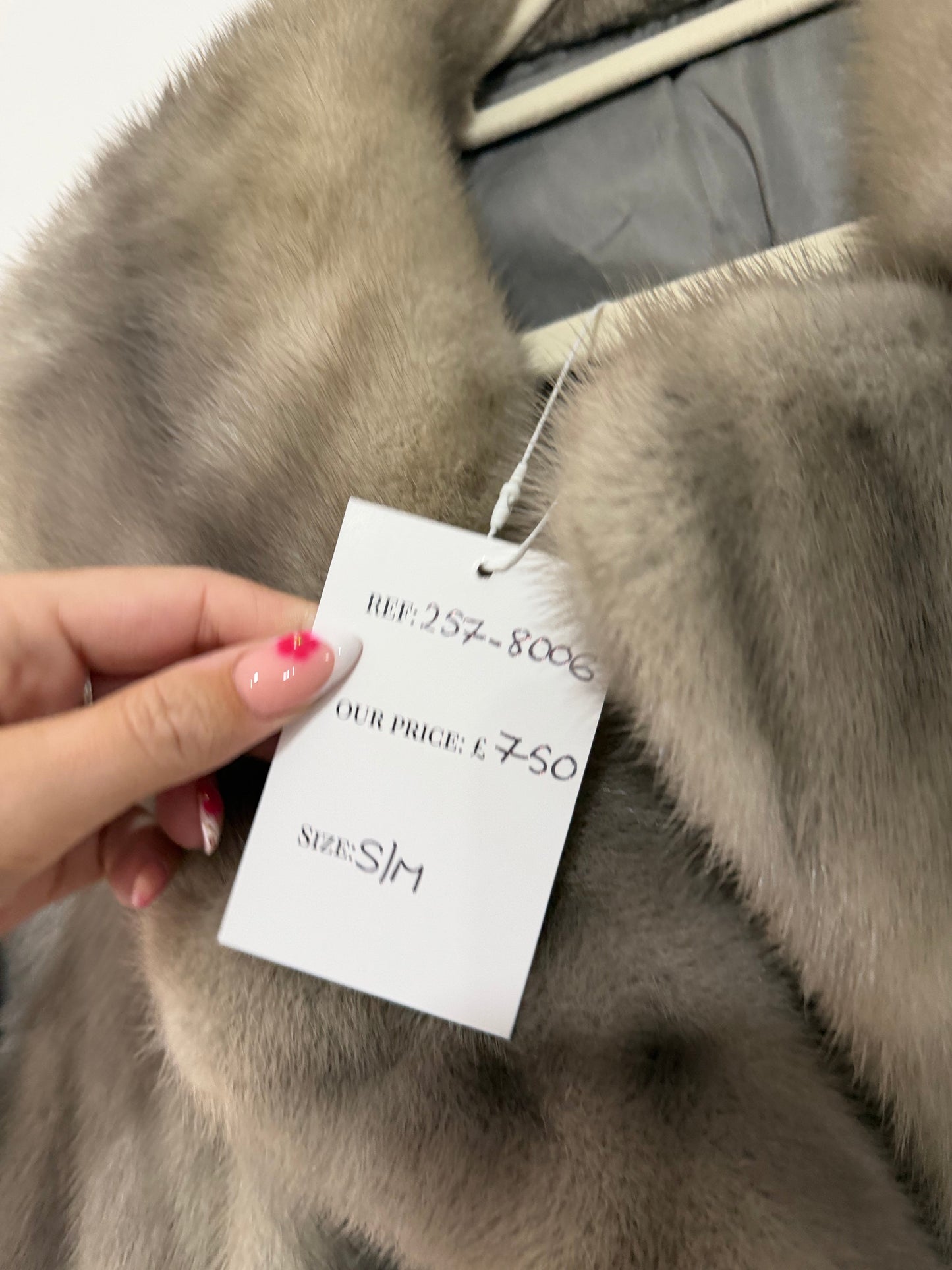 Preloved, Grey Customade Mink Fur Coat, Size S/M