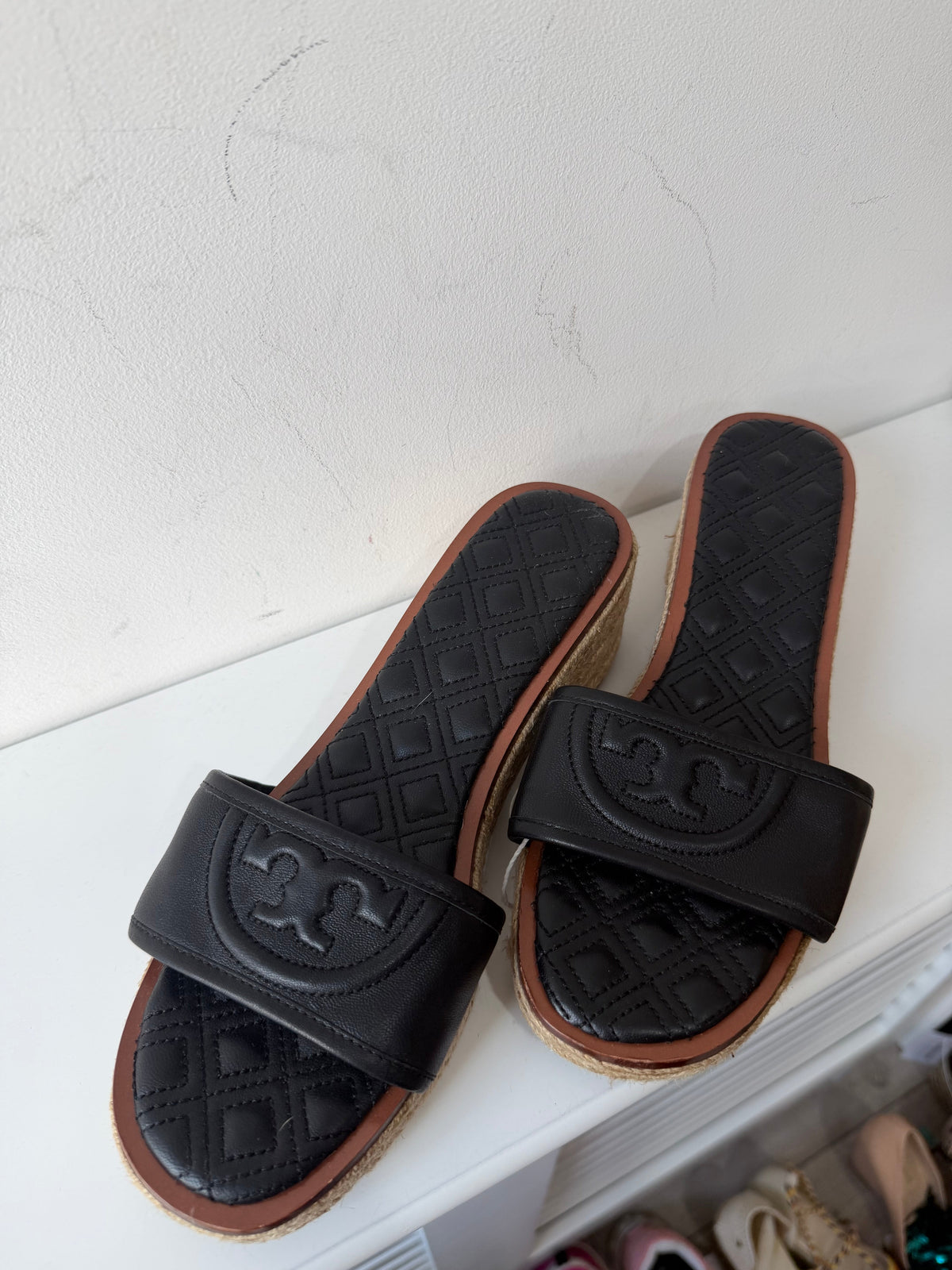 Preloved BRAND NEW Black and Brown Tory Burch Espadrilles, Size UK 5.5