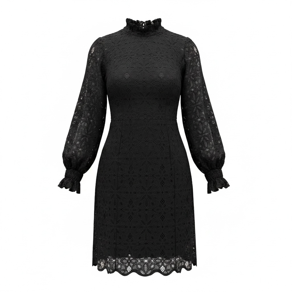 Preloved Black Lace ME + EM Dress, Size 12