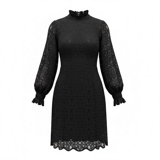 Preloved Black Lace ME + EM Dress, Size 12